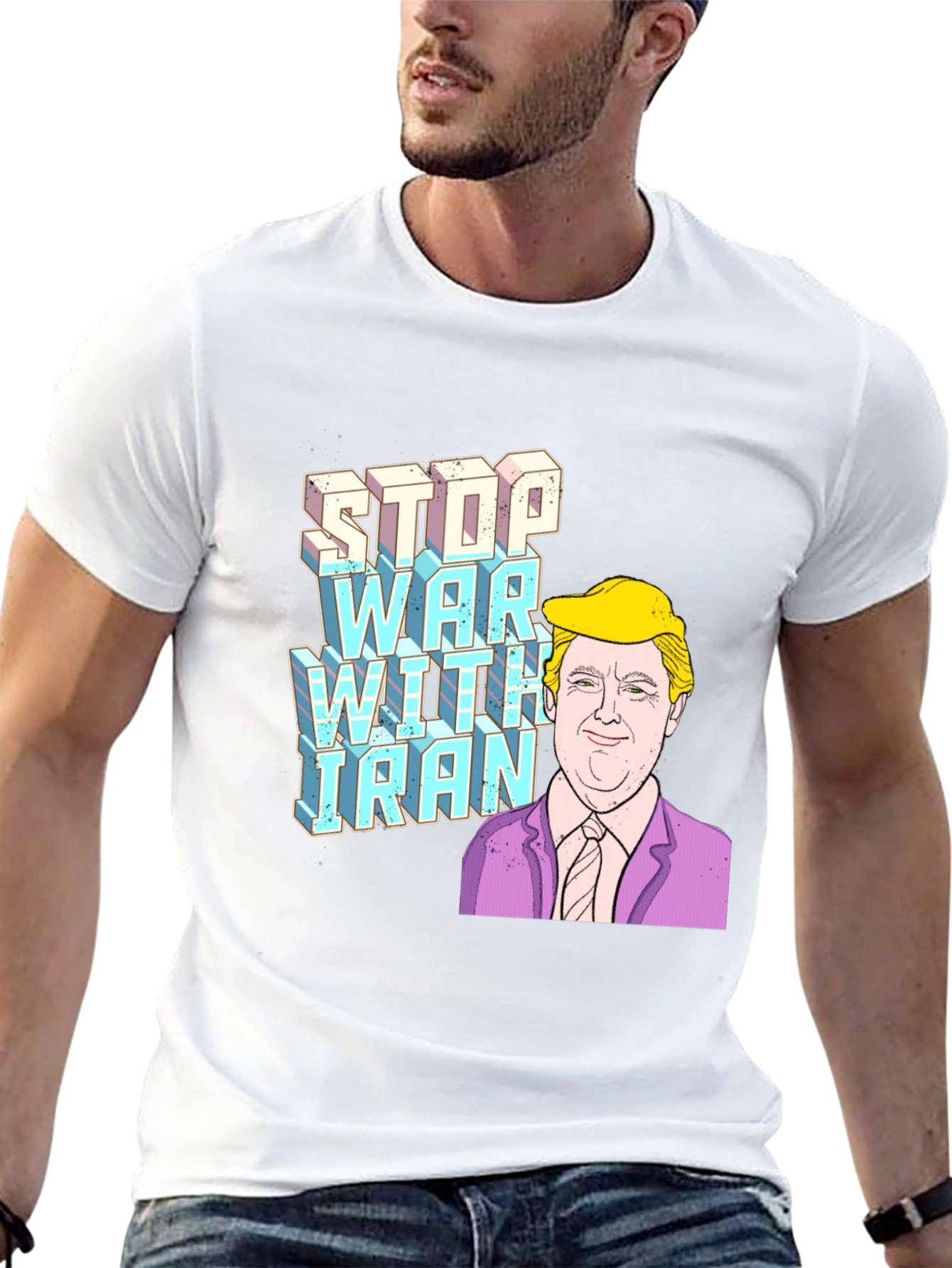 Stop War with Iran Trump Graphic T-Shirt
