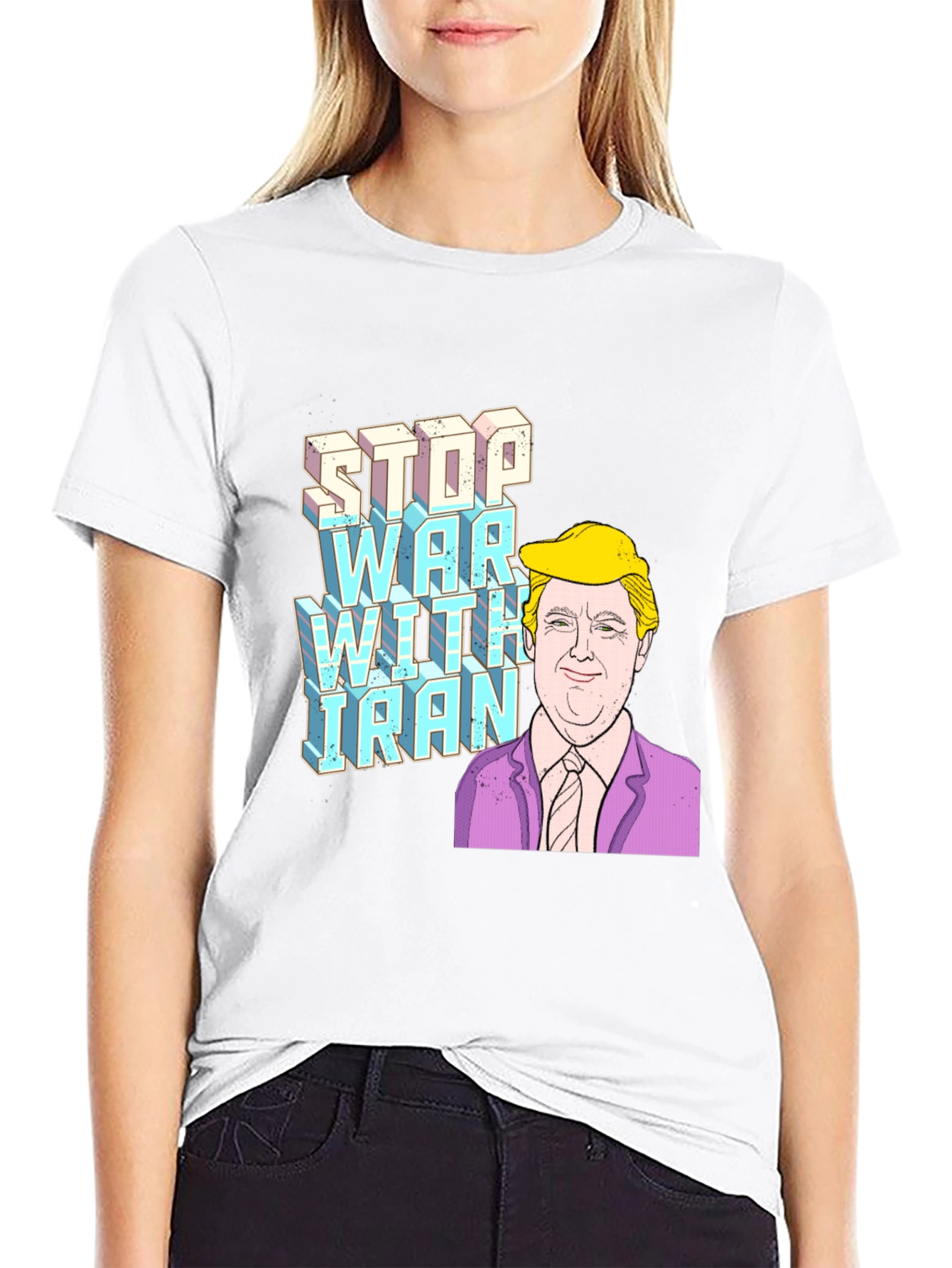 Stop War with Iran Trump Graphic T-Shirt