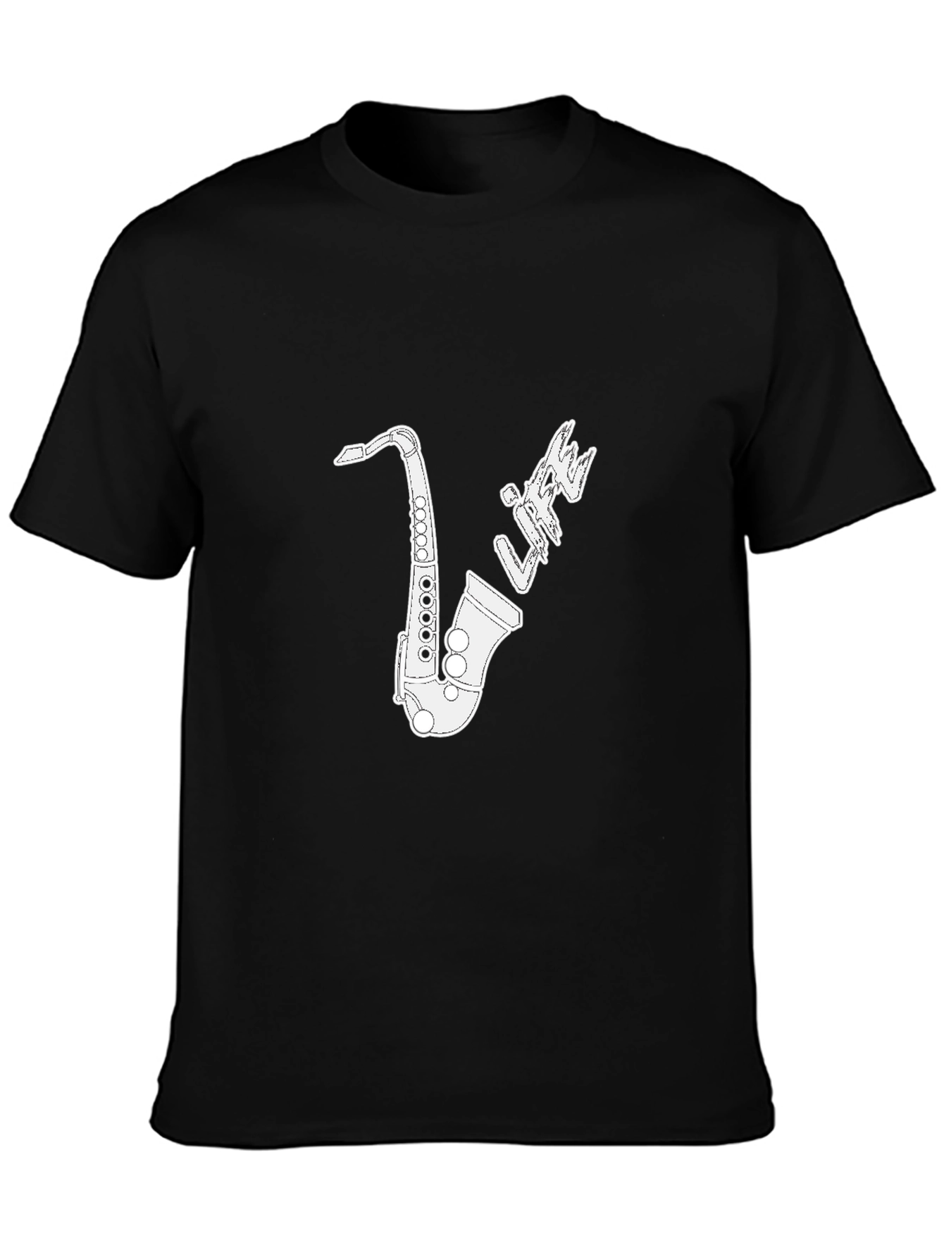 Saxophone Life Graphic Tee - Black Casual T-Shirt