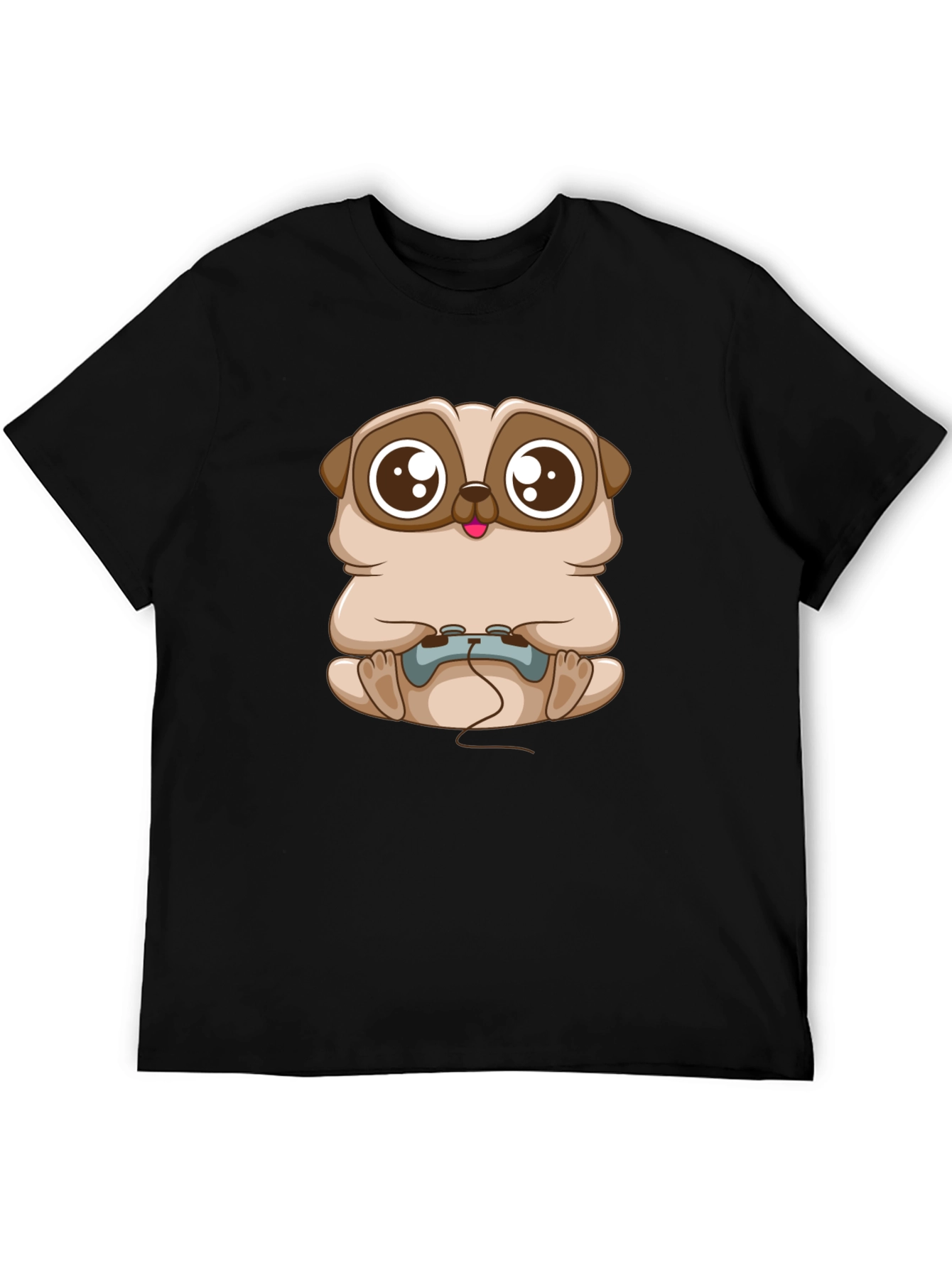Gamer Pug Graphic T-Shirt - Black Cotton Tee