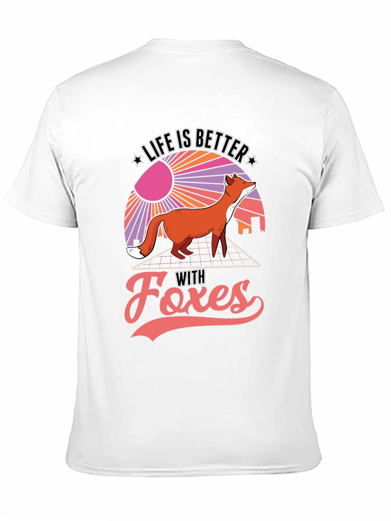 Life is Better With Foxes Black T-Shirt