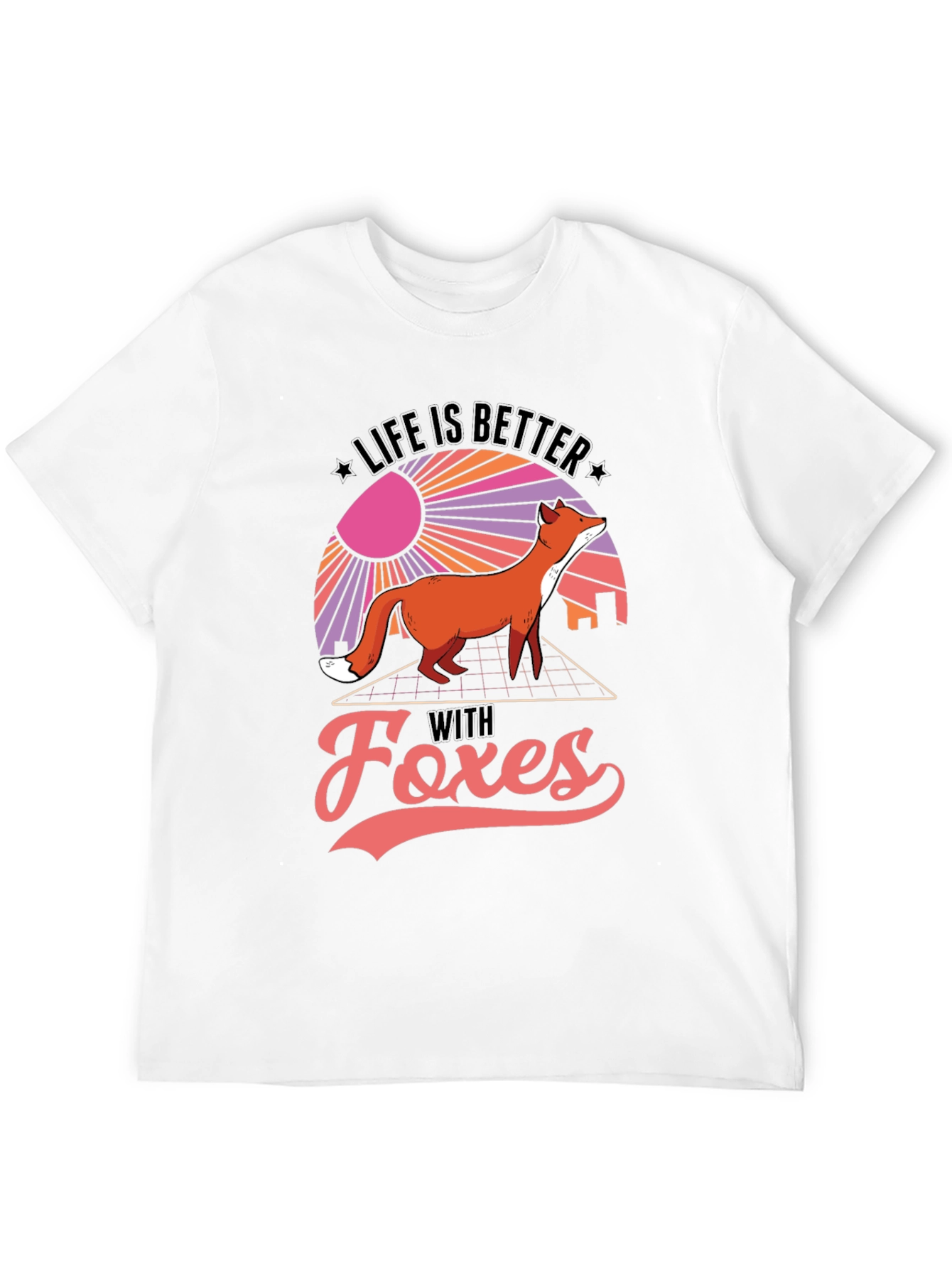 Life is Better With Foxes Black T-Shirt