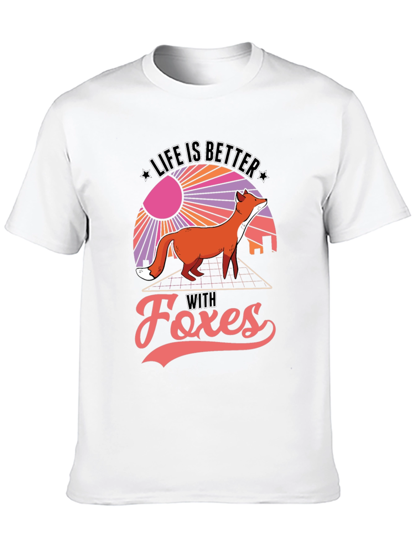 Life is Better With Foxes Black T-Shirt
