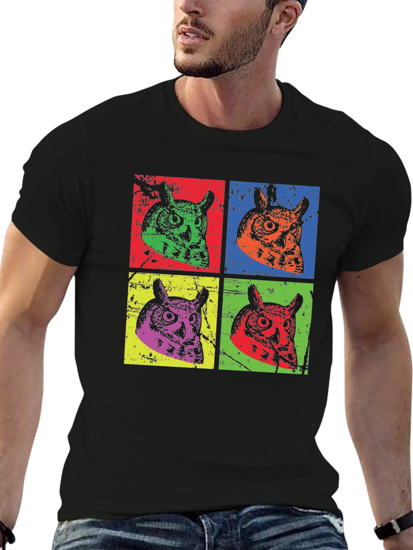 Pop Art Owl Graphic Tee - Quirky Style