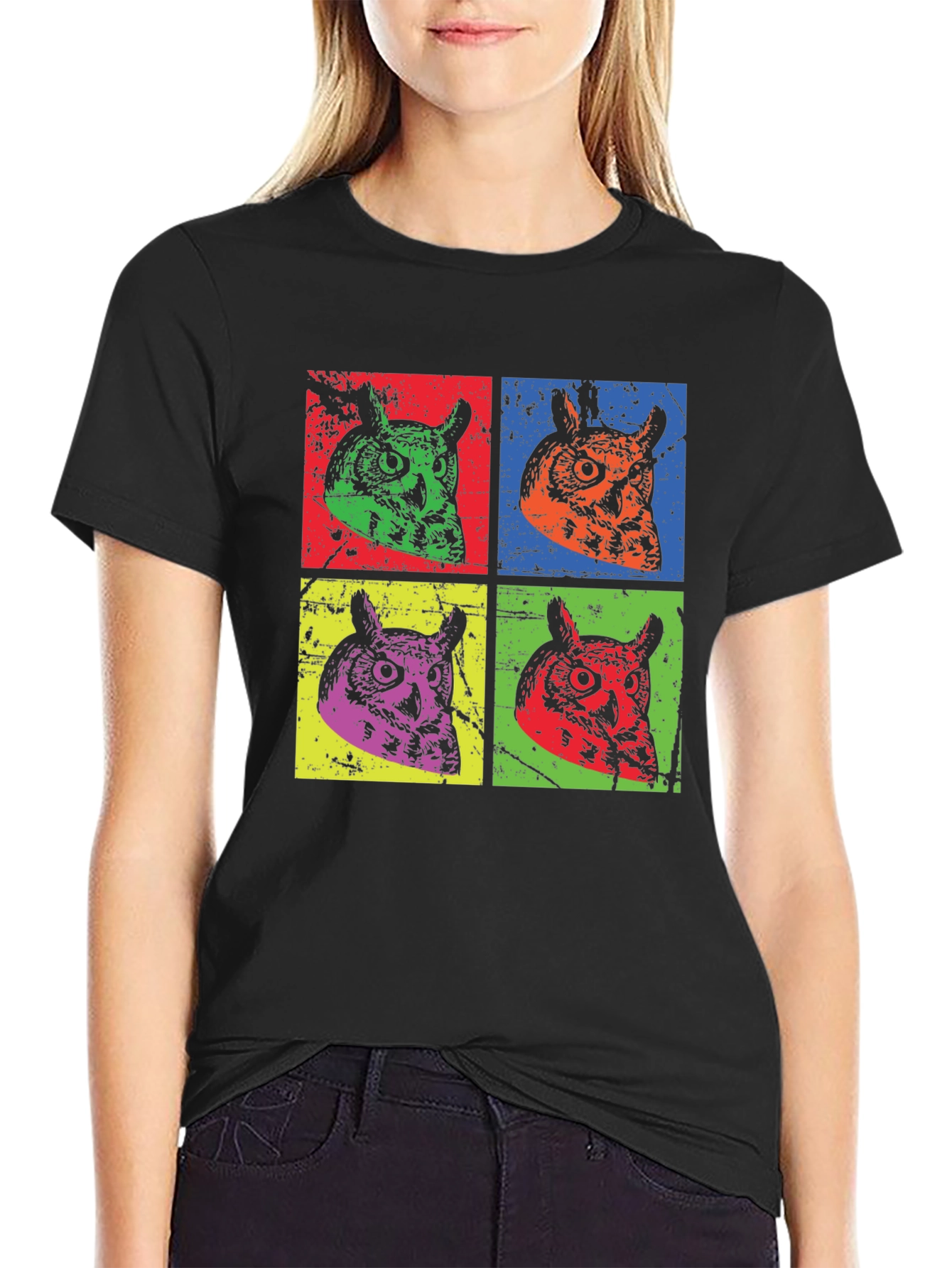 Pop Art Owl Graphic Tee - Quirky Style