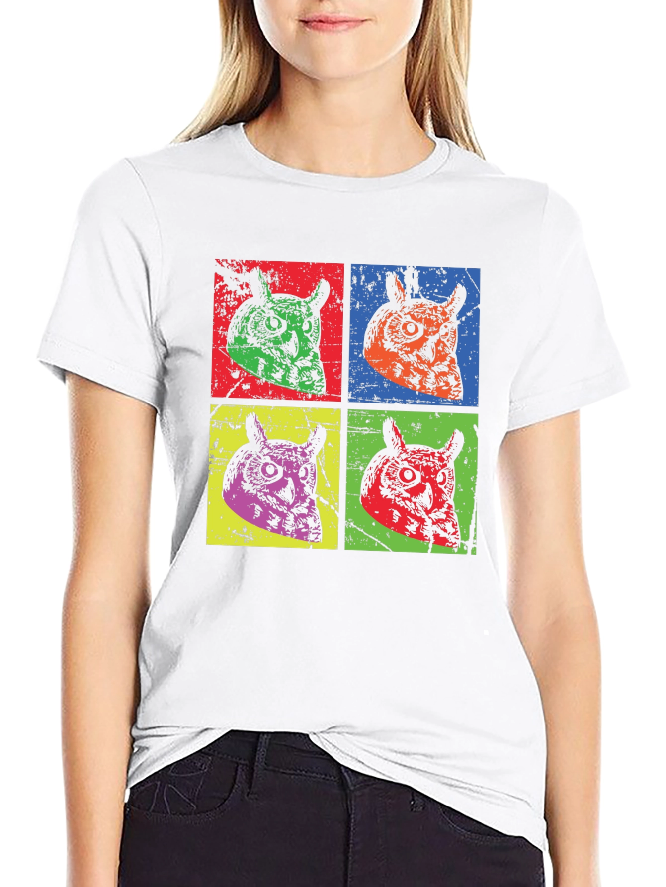 Pop Art Owl Graphic Tee - Quirky Style