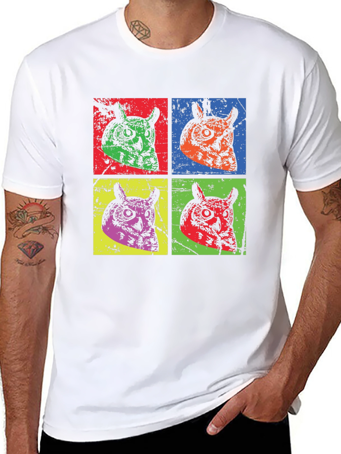 Pop Art Owl Graphic Tee - Quirky Style