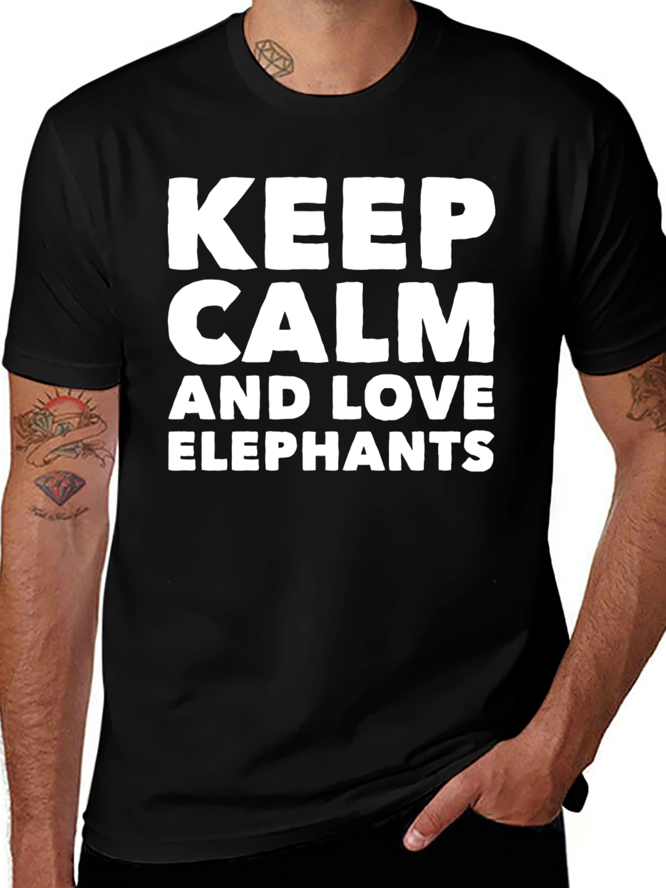 Keep Calm & Love Elephants Graphic T-Shirt