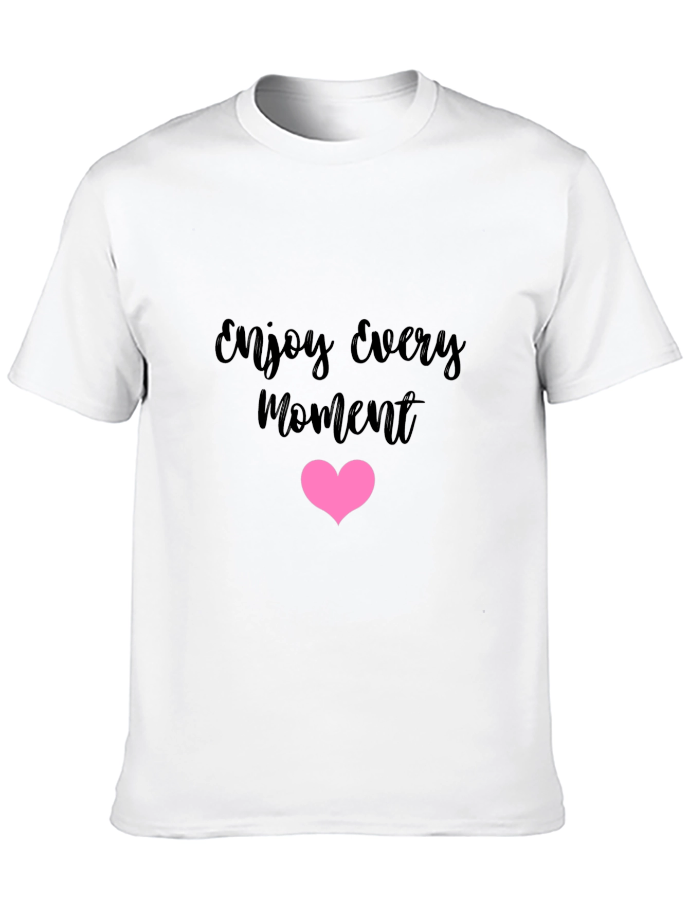 Enjoy Every Moment Black Tee with Pink Heart