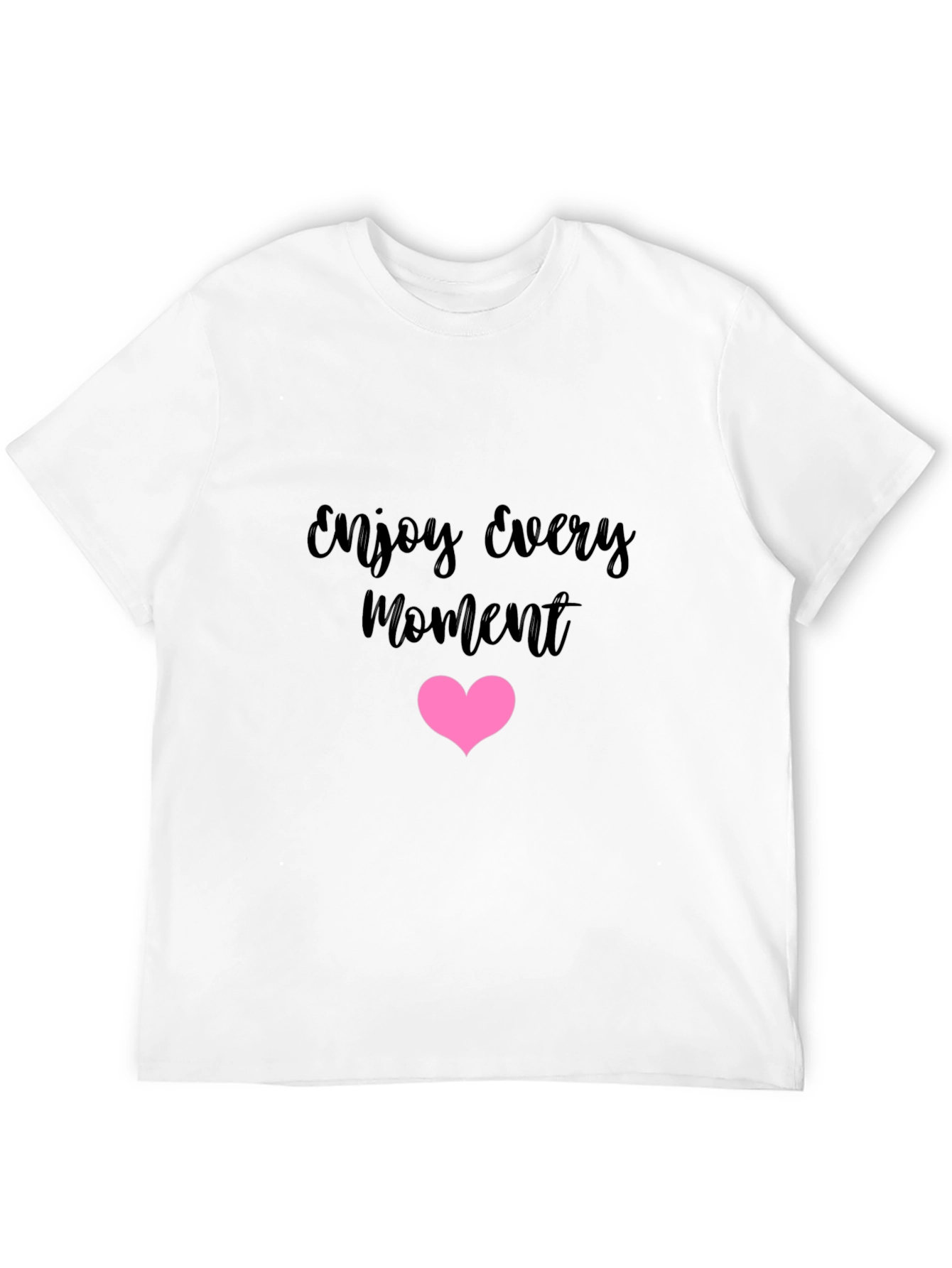 Enjoy Every Moment Black Tee with Pink Heart
