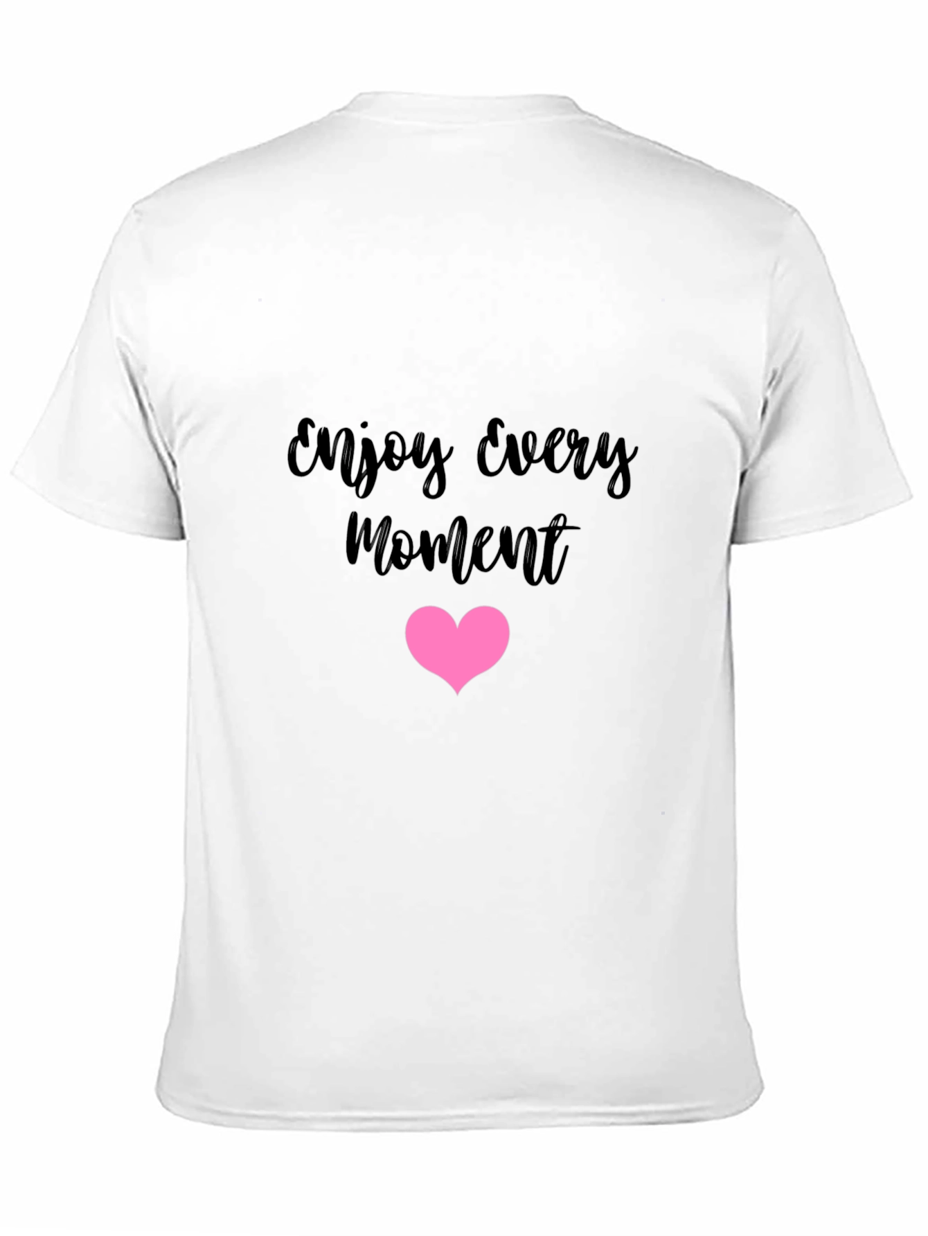 Enjoy Every Moment Black Tee with Pink Heart