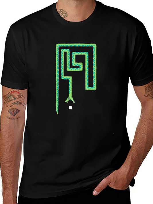 Snake Maze Graphic Tee - Black Cotton T-Shirt