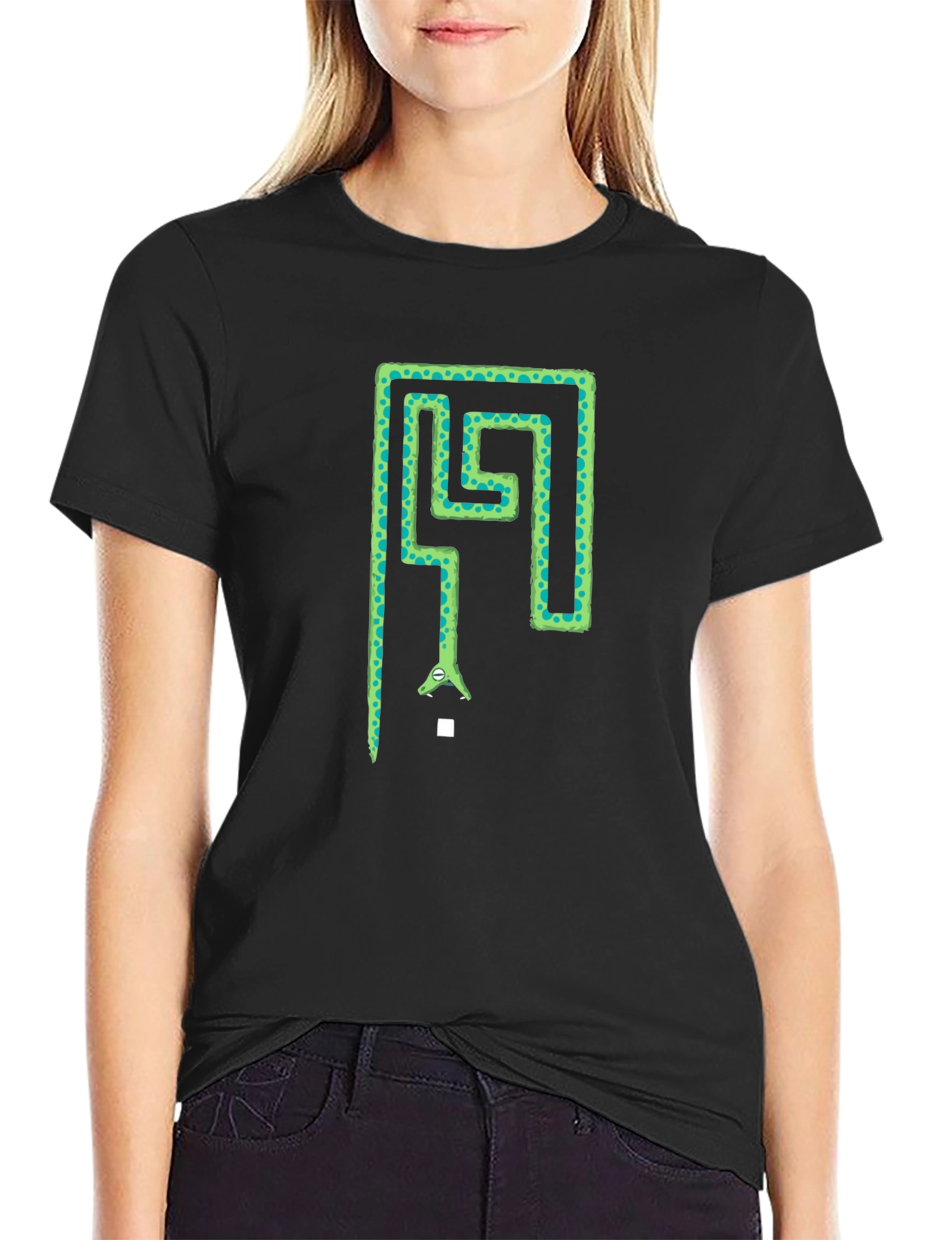 Snake Maze Graphic Tee - Black Cotton T-Shirt