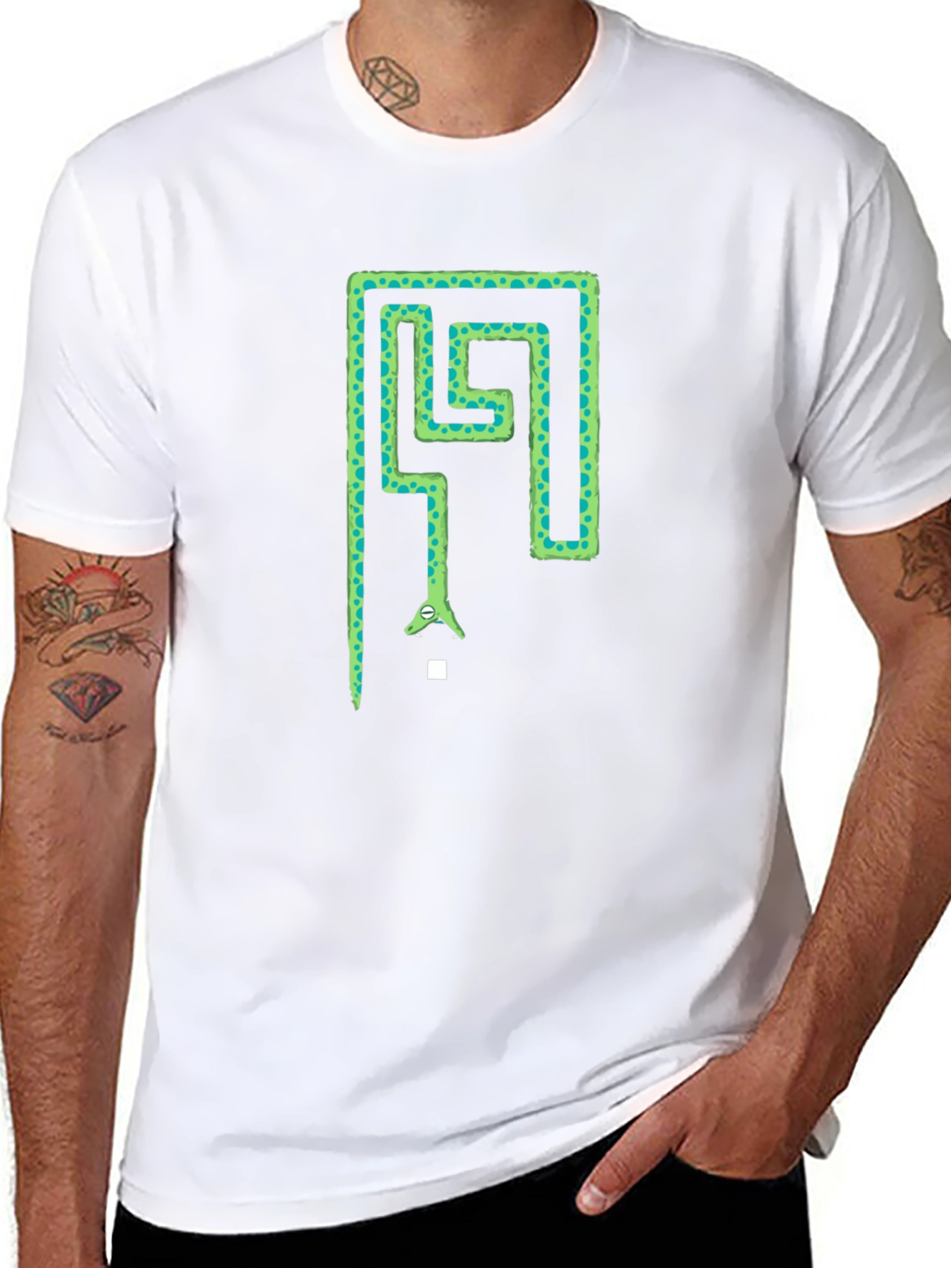 Snake Maze Graphic Tee - Black Cotton T-Shirt