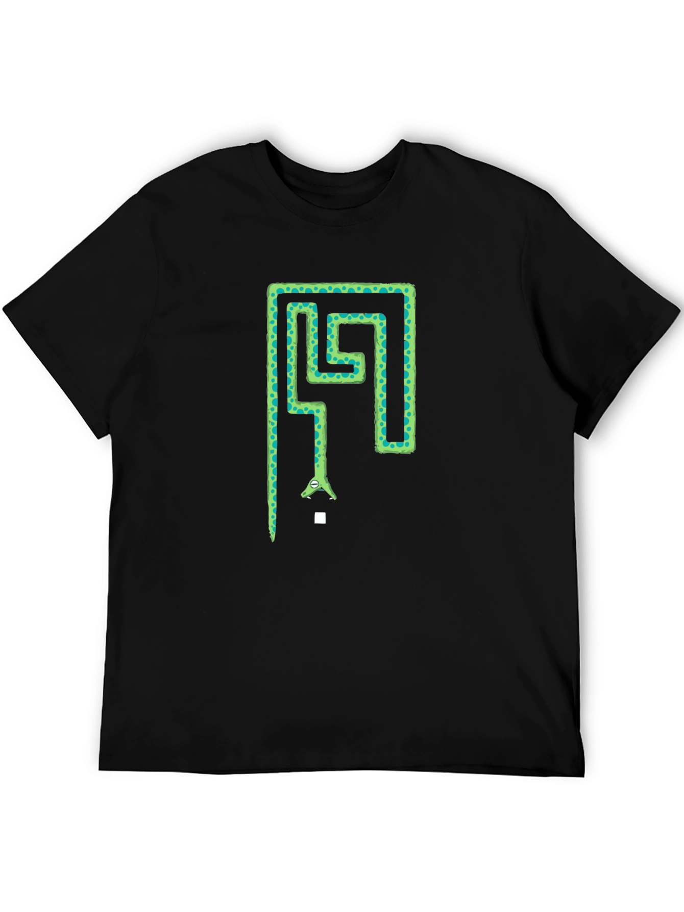 Snake Maze Graphic Tee - Black Cotton T-Shirt