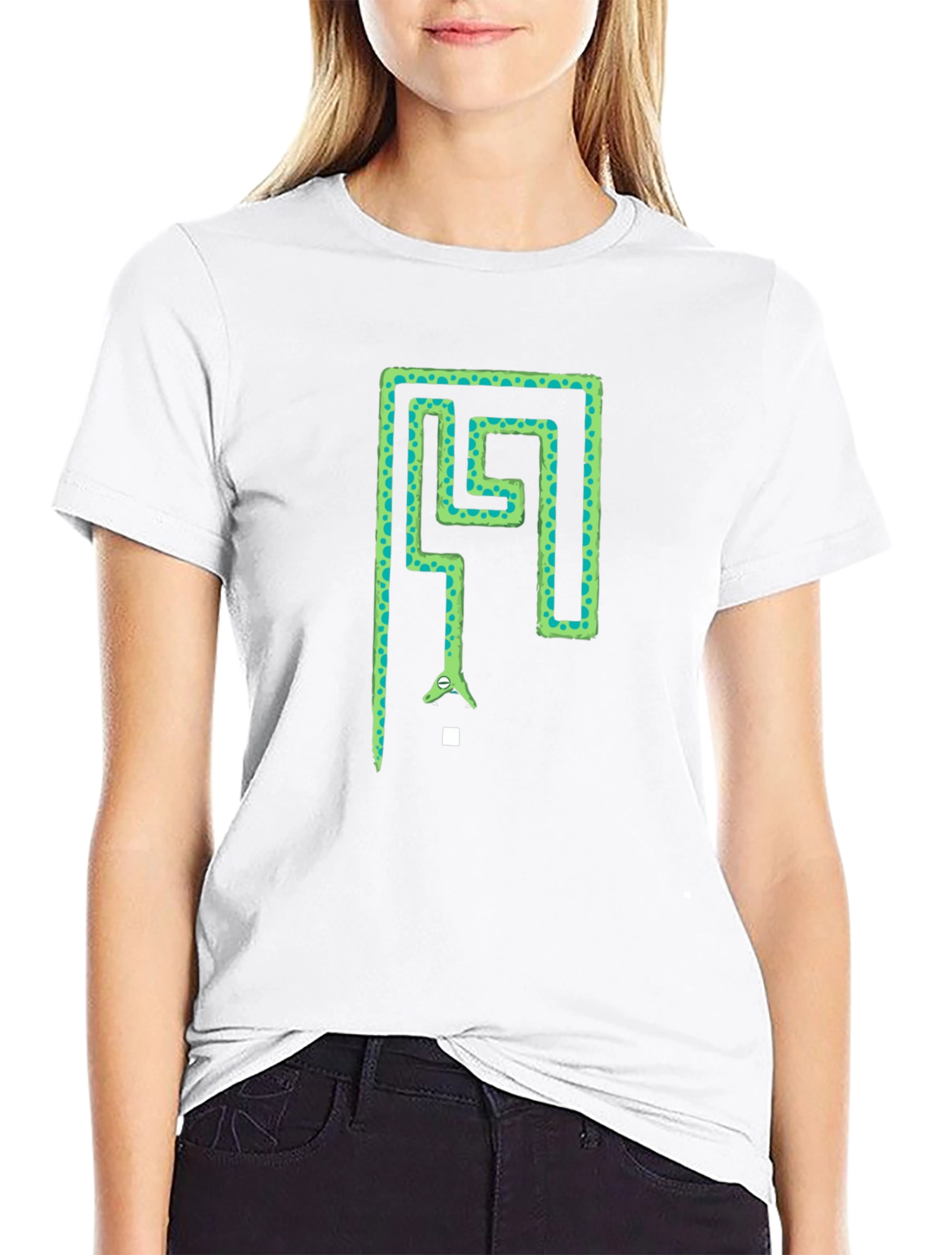 Snake Maze Graphic Tee - Black Cotton T-Shirt