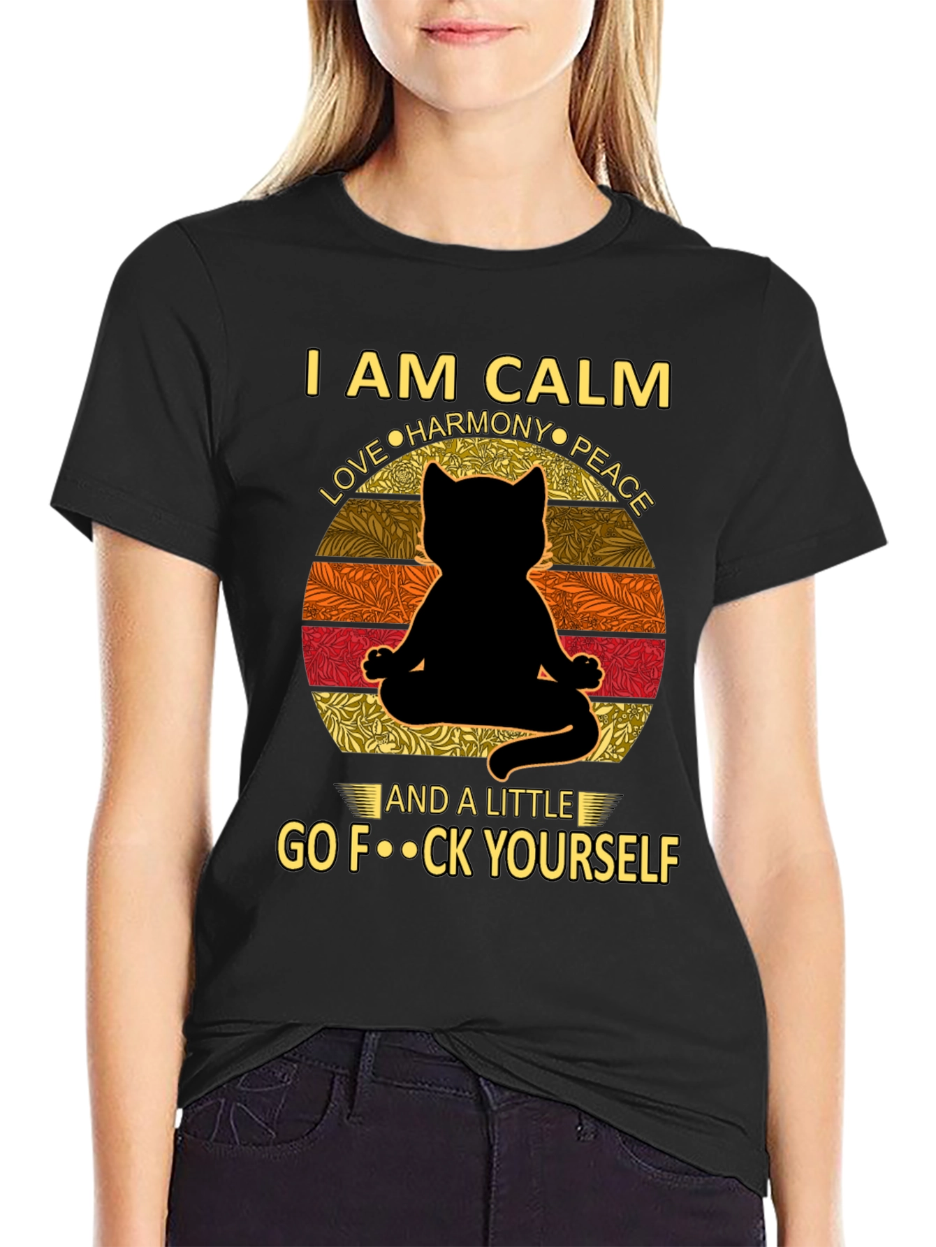 Calm Cat Graphic Tee - Yoga Humor