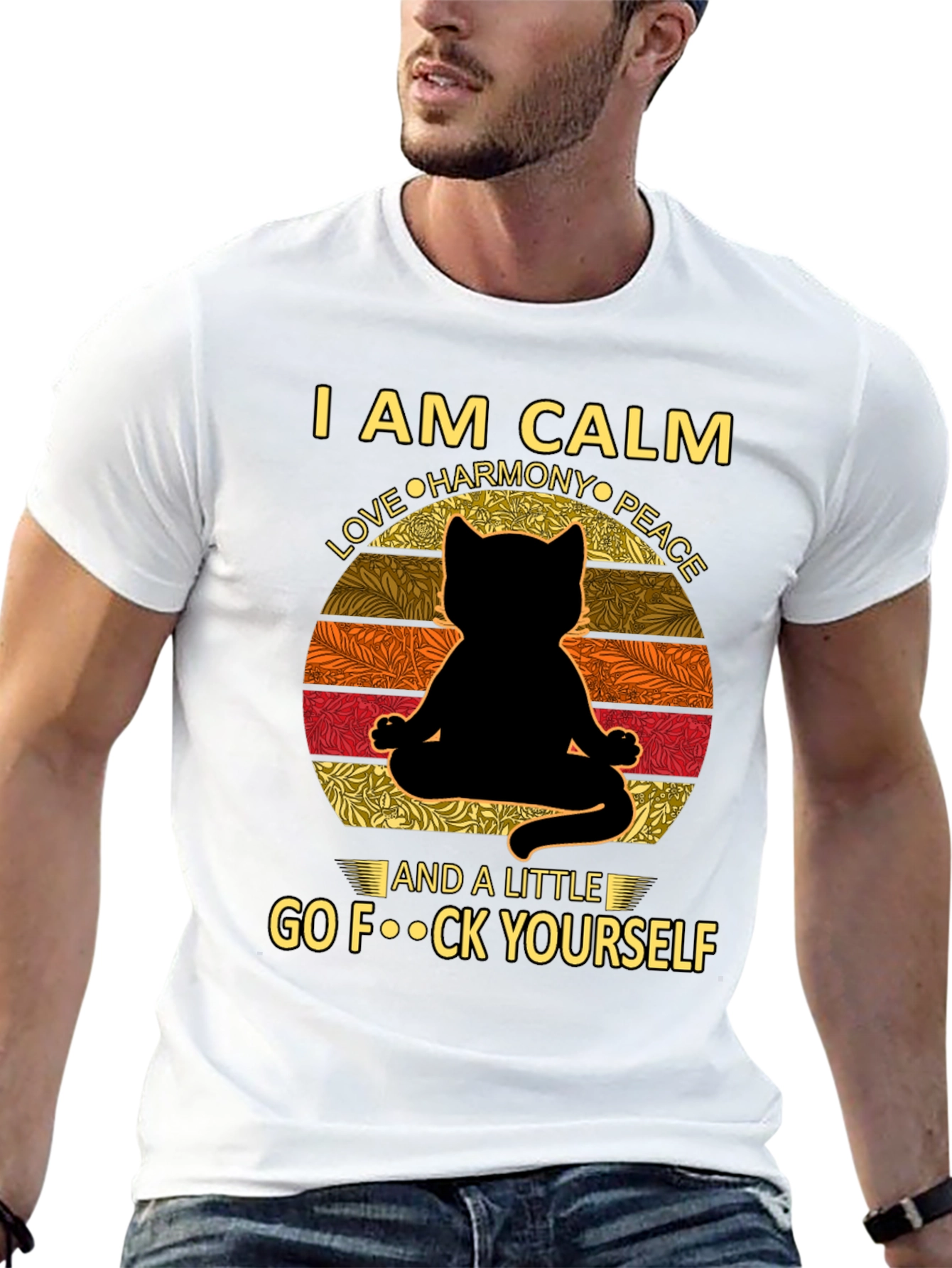 Calm Cat Graphic Tee - Yoga Humor