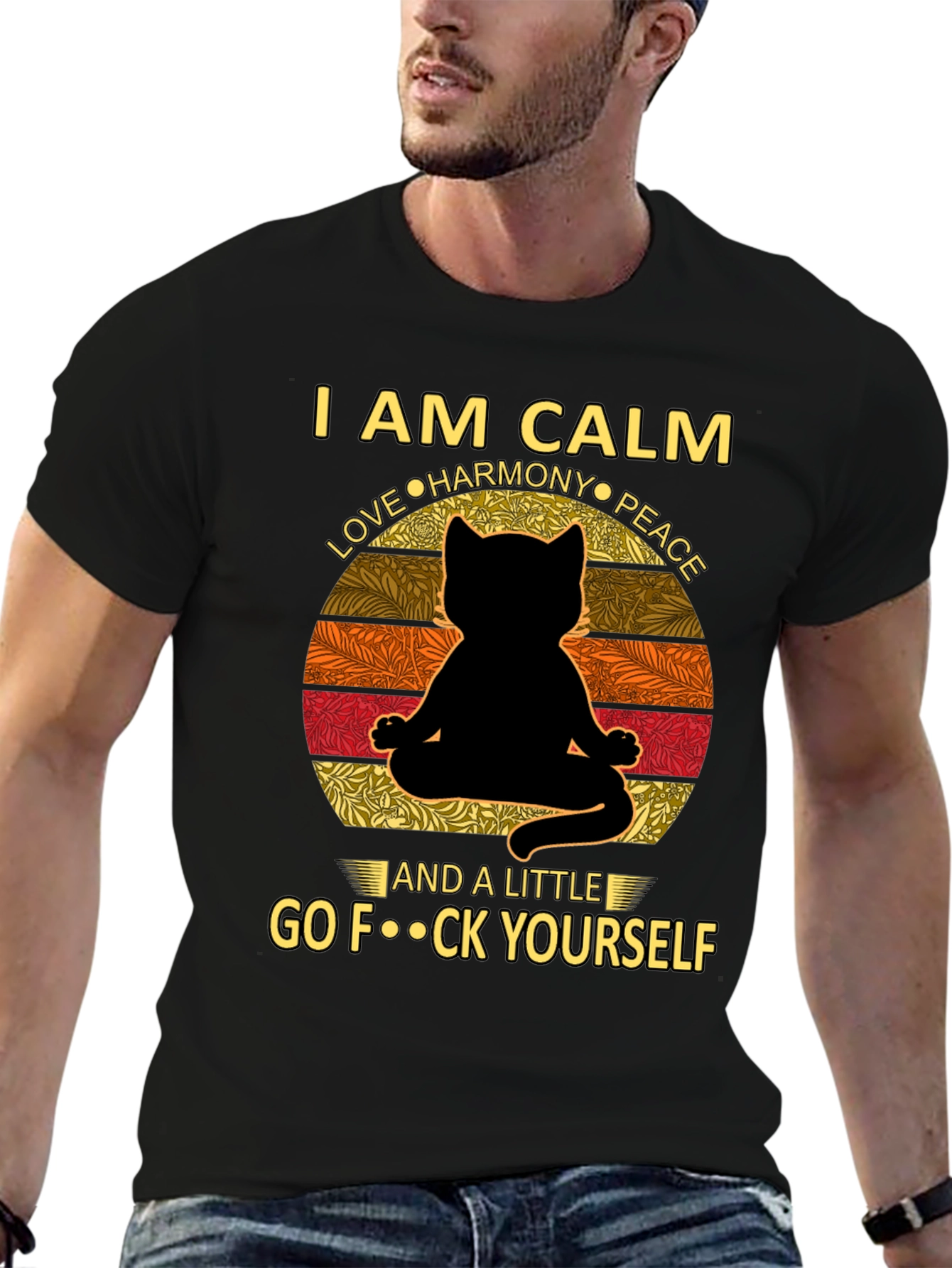 Calm Cat Graphic Tee - Yoga Humor