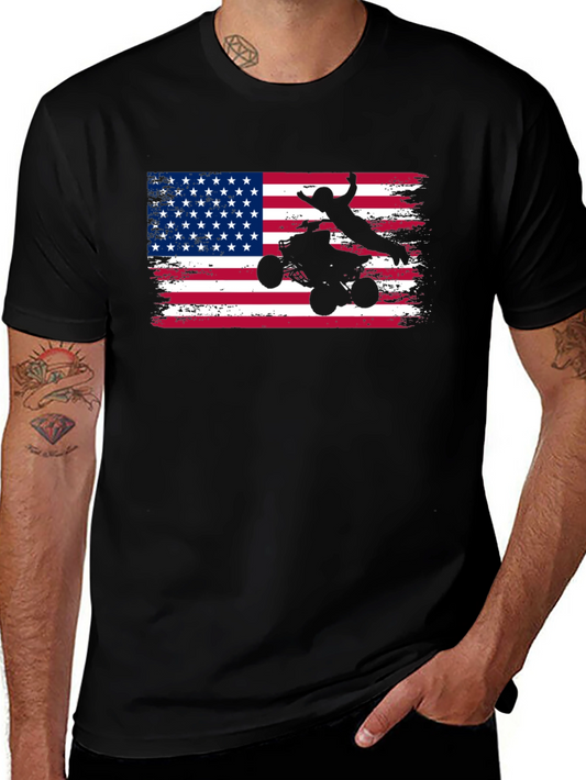 ATV American Flag T-Shirt - Patriotic Rider Tee