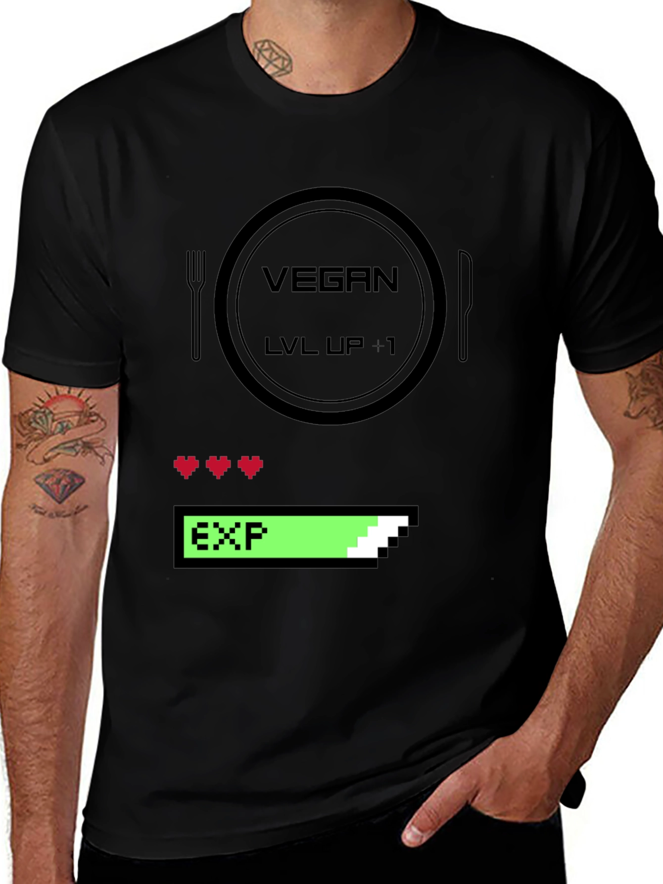 Vegan Gamer Level Up T-Shirt - Black