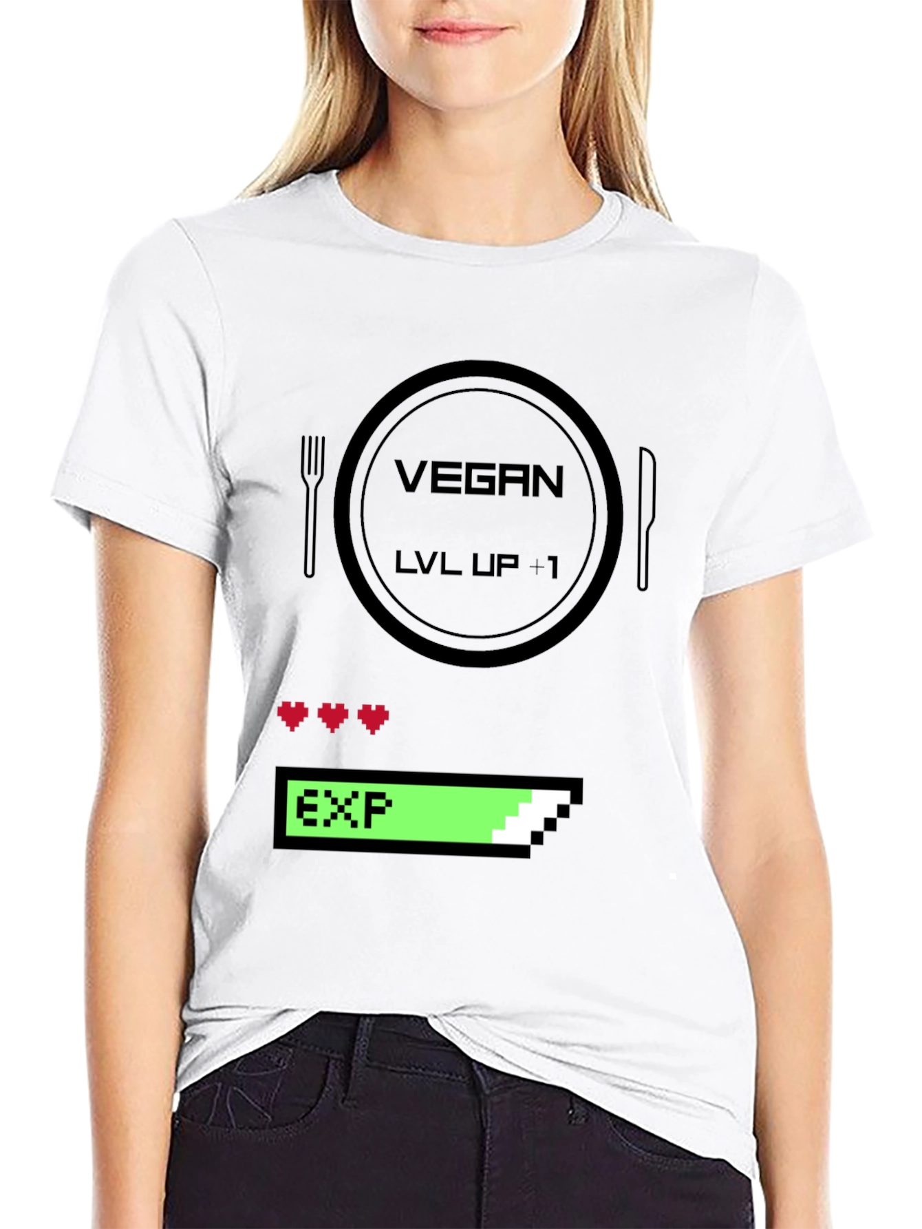 Vegan Gamer Level Up T-Shirt - Black