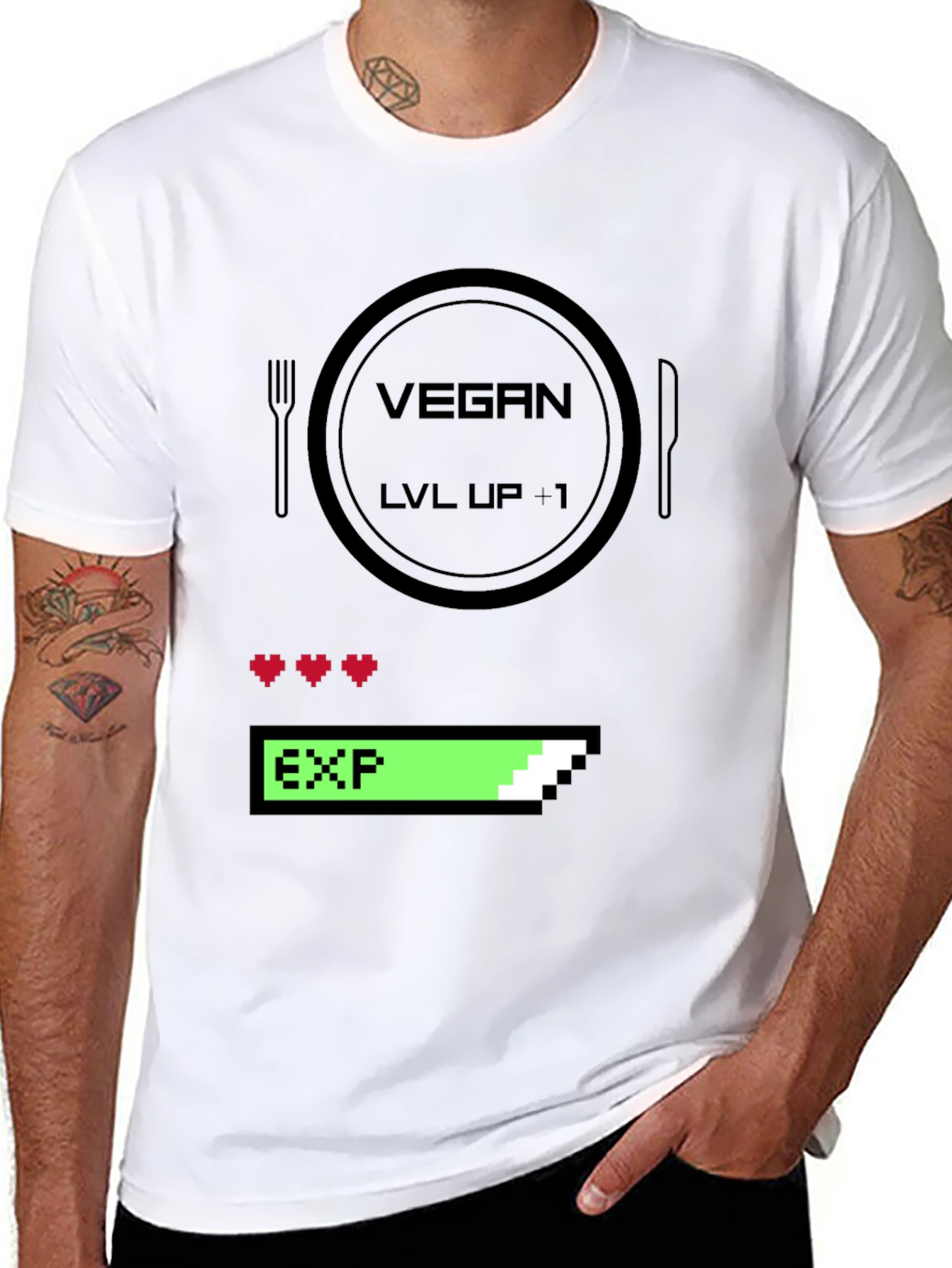 Vegan Gamer Level Up T-Shirt - Black