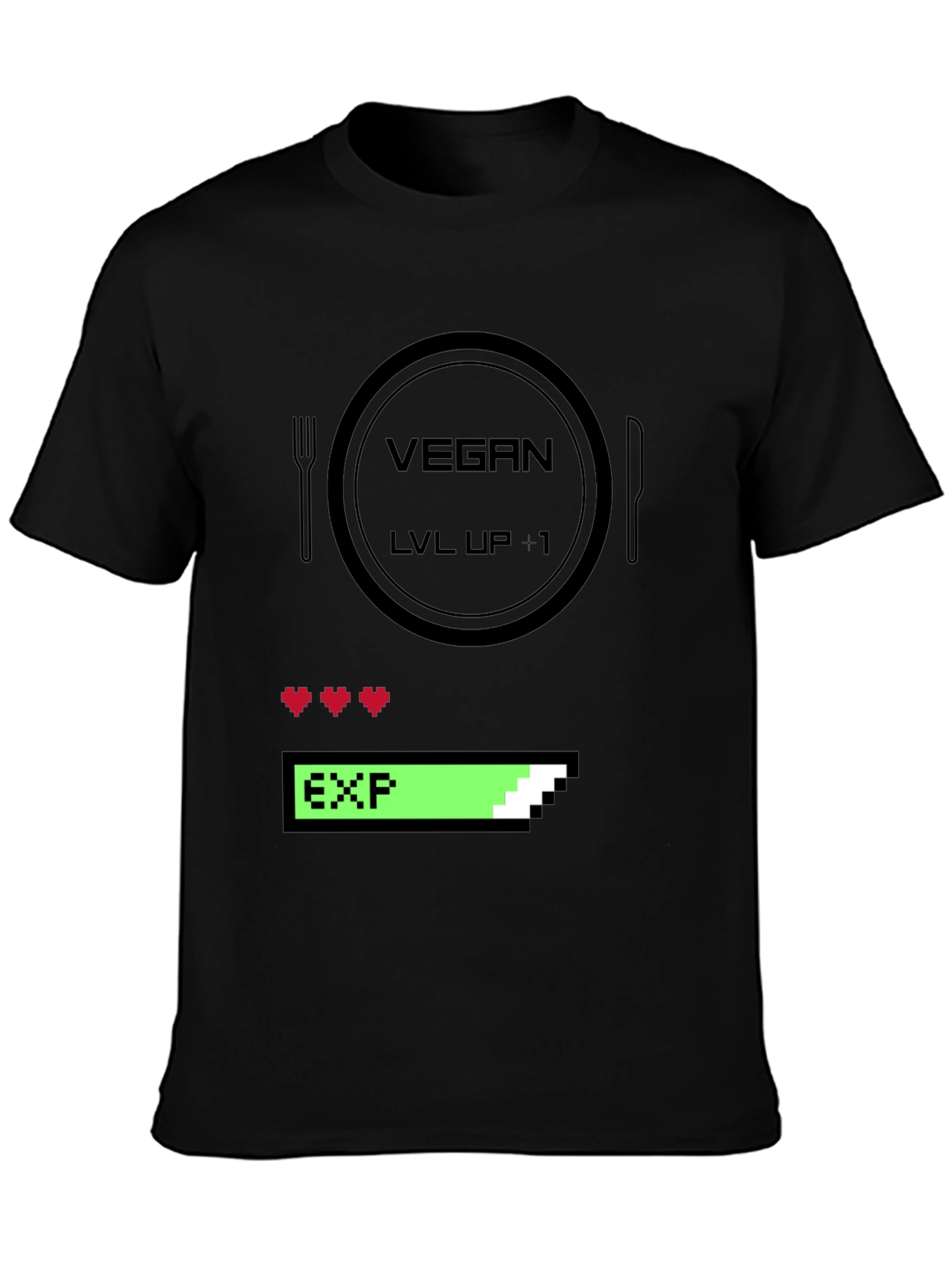 Vegan Gamer Level Up T-Shirt - Black