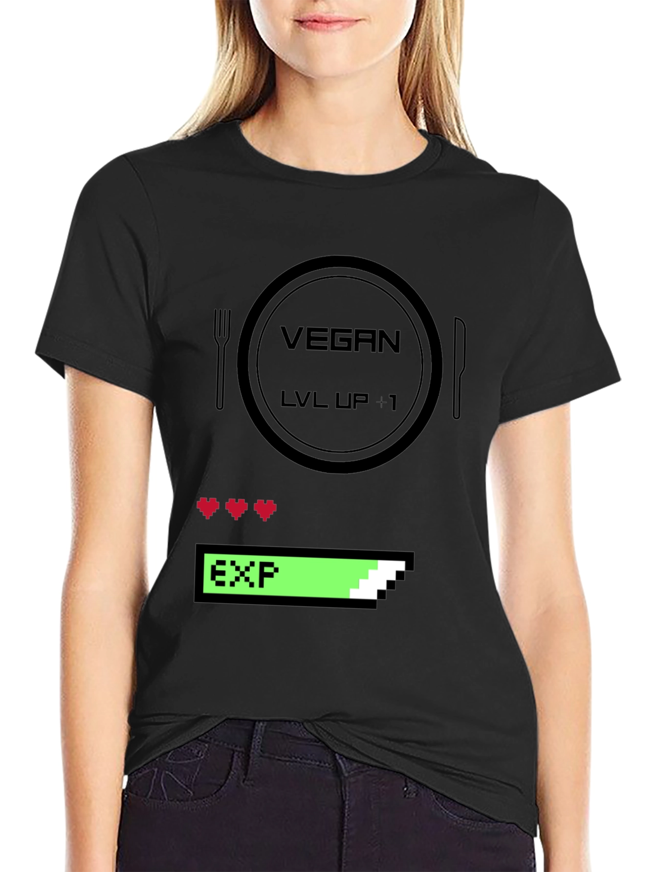 Vegan Gamer Level Up T-Shirt - Black