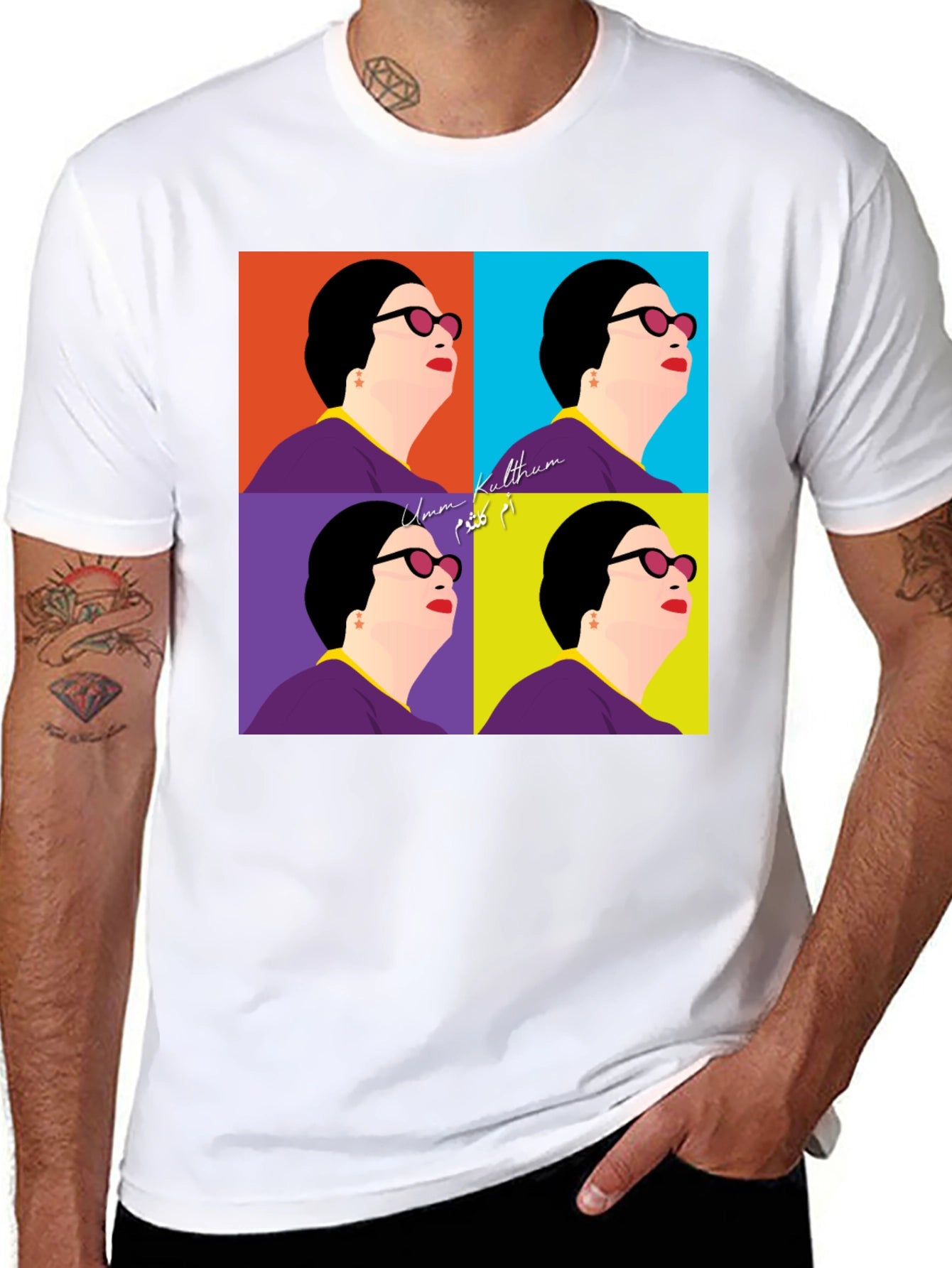 Umm Kulthum Pop Art Black T-Shirt