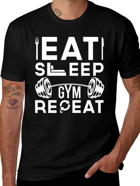 Eat Sleep Gym Repeat Black T-Shirt