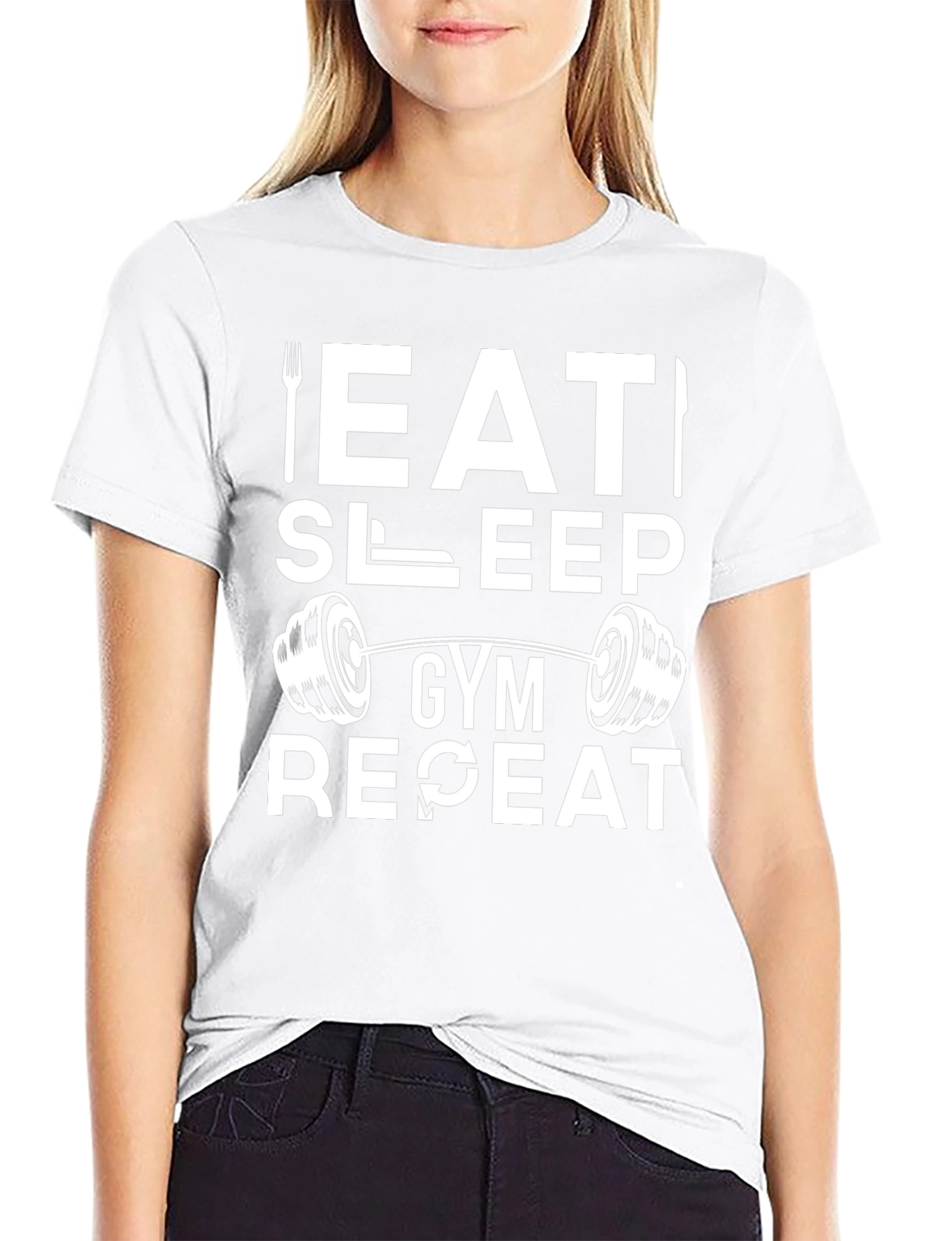 Eat Sleep Gym Repeat Black T-Shirt