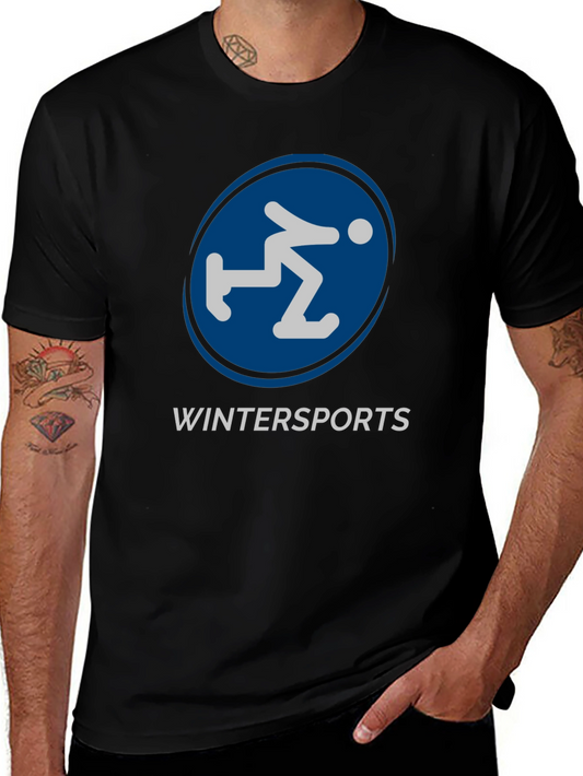 Wintersports Graphic Tee - Black Cotton Blend