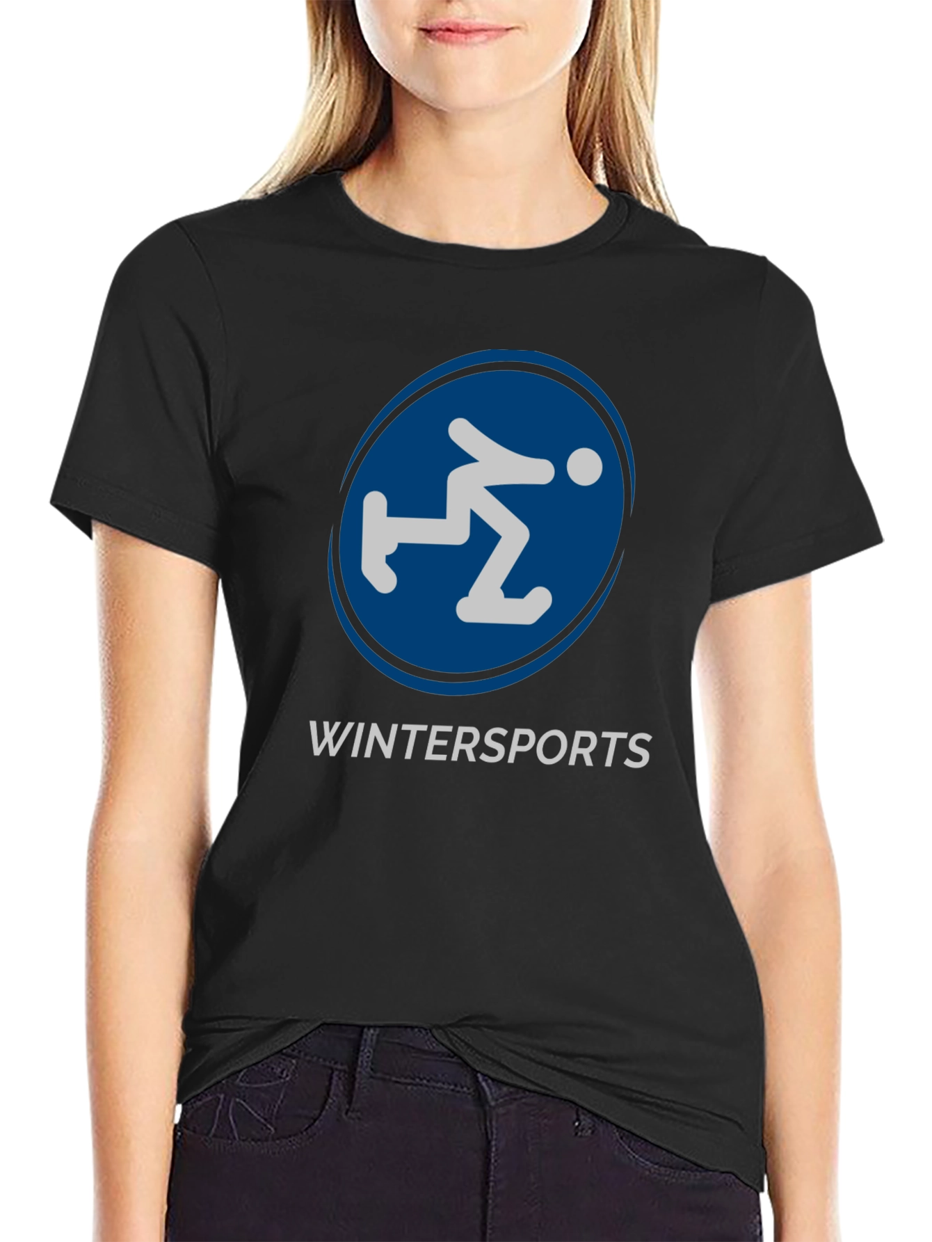 Wintersports Graphic Tee - Black Cotton Blend