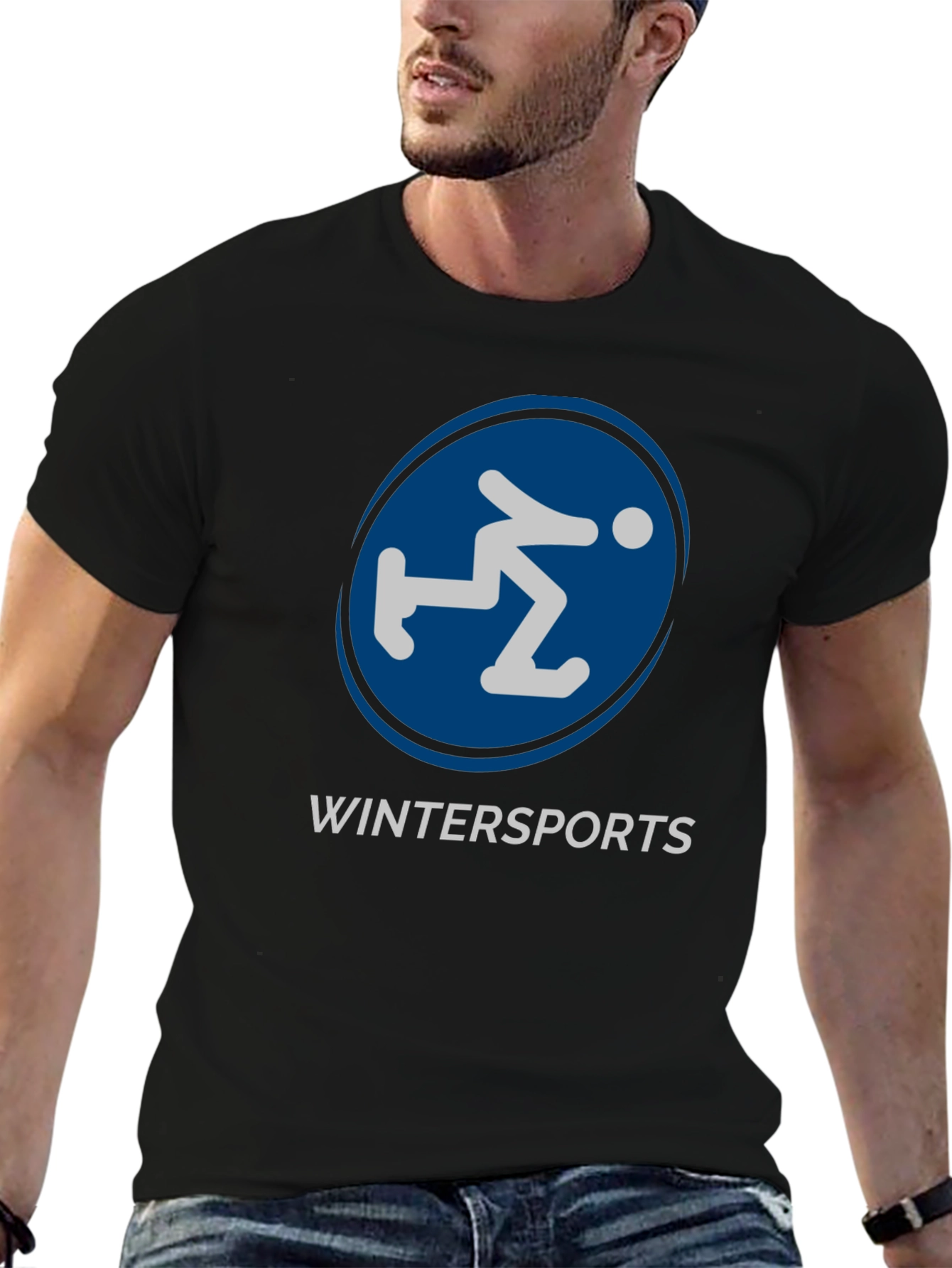 Wintersports Graphic Tee - Black Cotton Blend