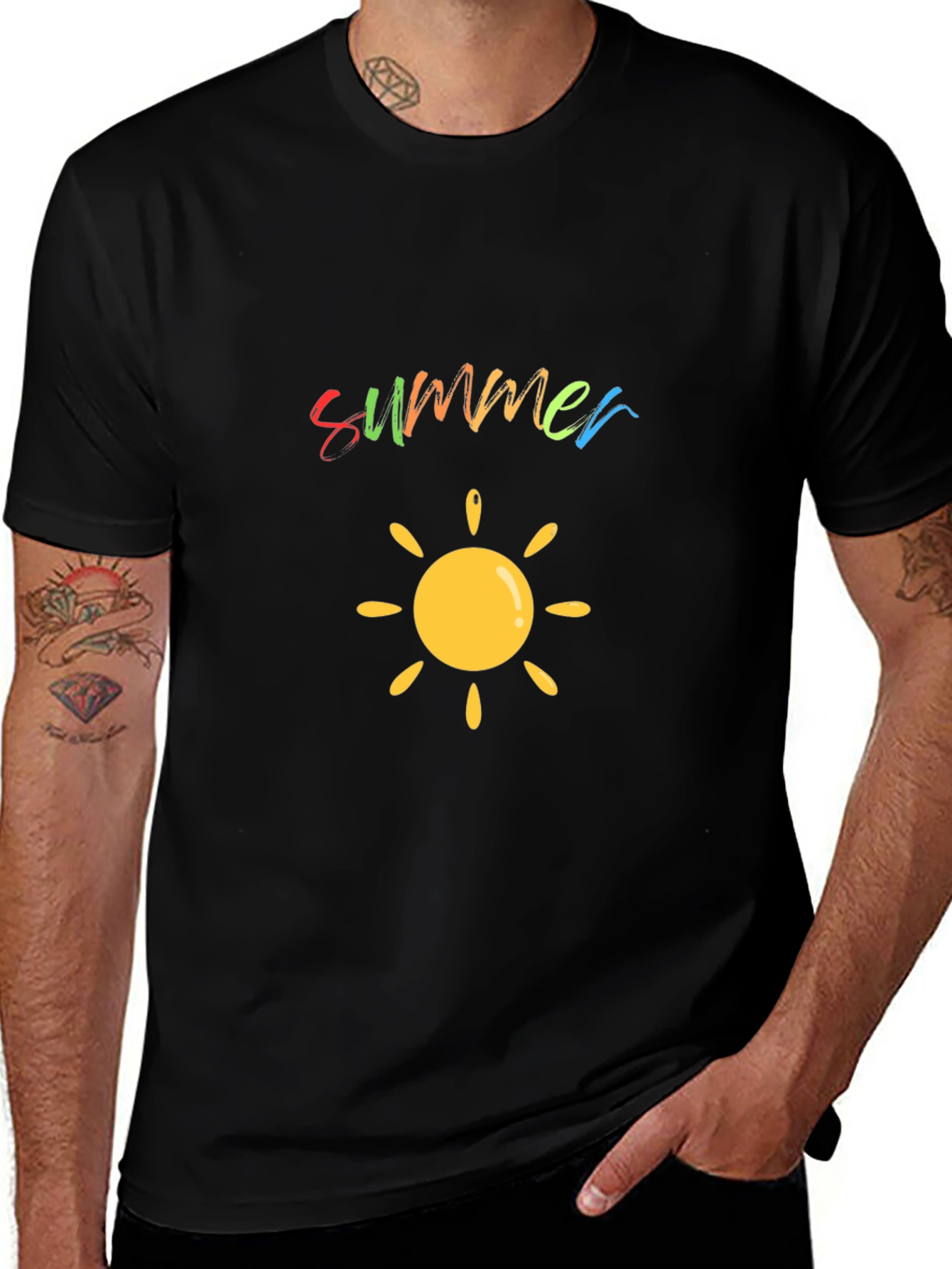 Summer Sun Graphic Black T-Shirt