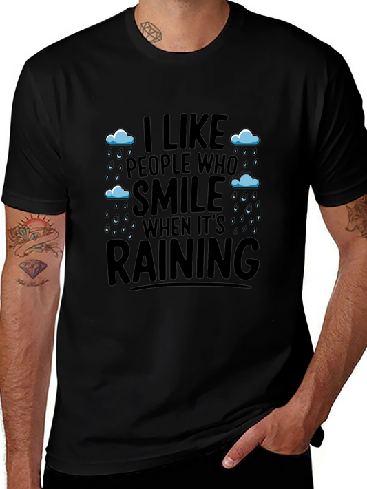 Rainy Day Smile T-Shirt - Uplifting Black Tee