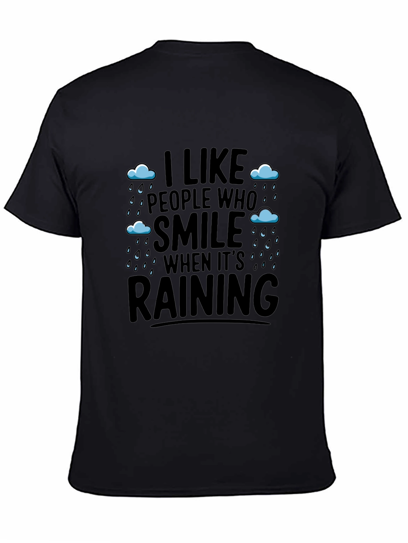Rainy Day Smile T-Shirt - Uplifting Black Tee