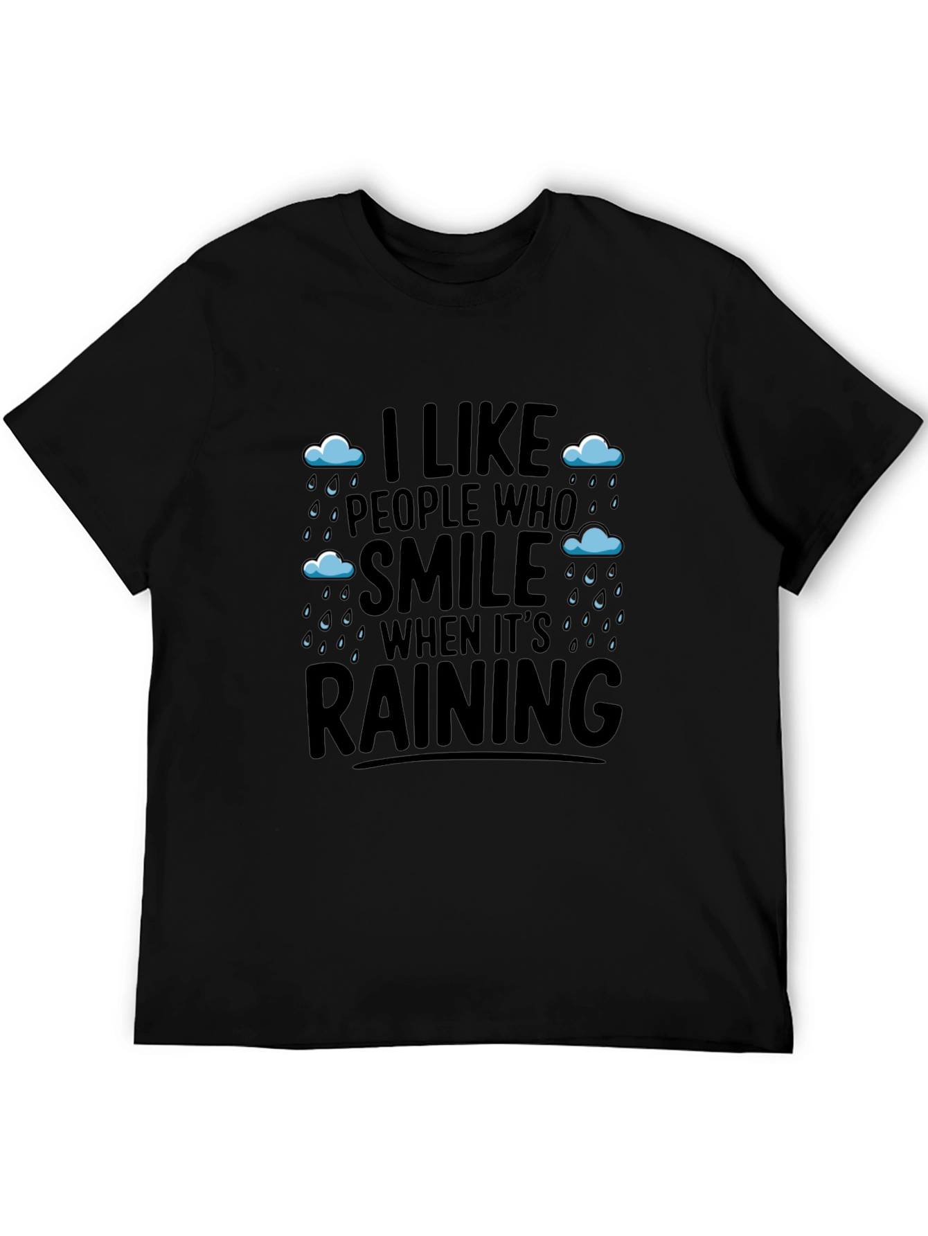 Rainy Day Smile T-Shirt - Uplifting Black Tee