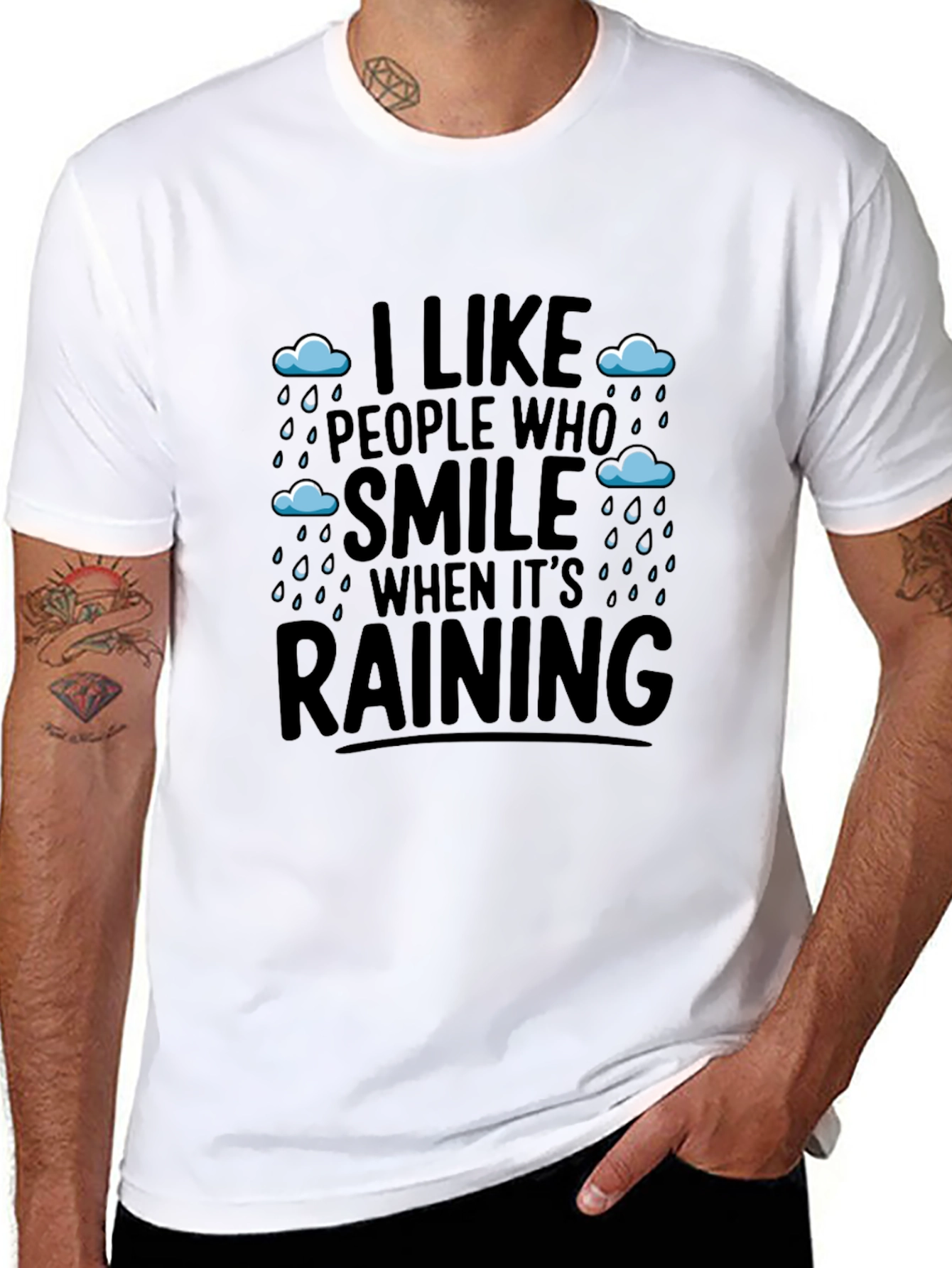 Rainy Day Smile T-Shirt - Uplifting Black Tee