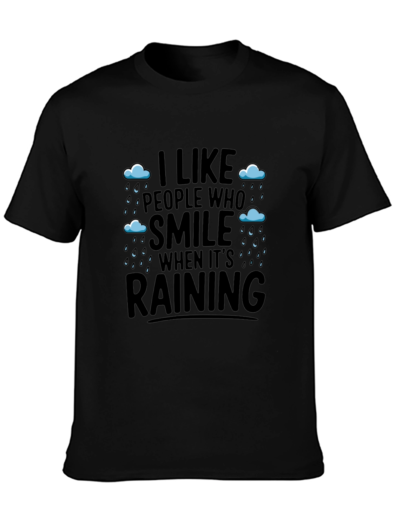 Rainy Day Smile T-Shirt - Uplifting Black Tee