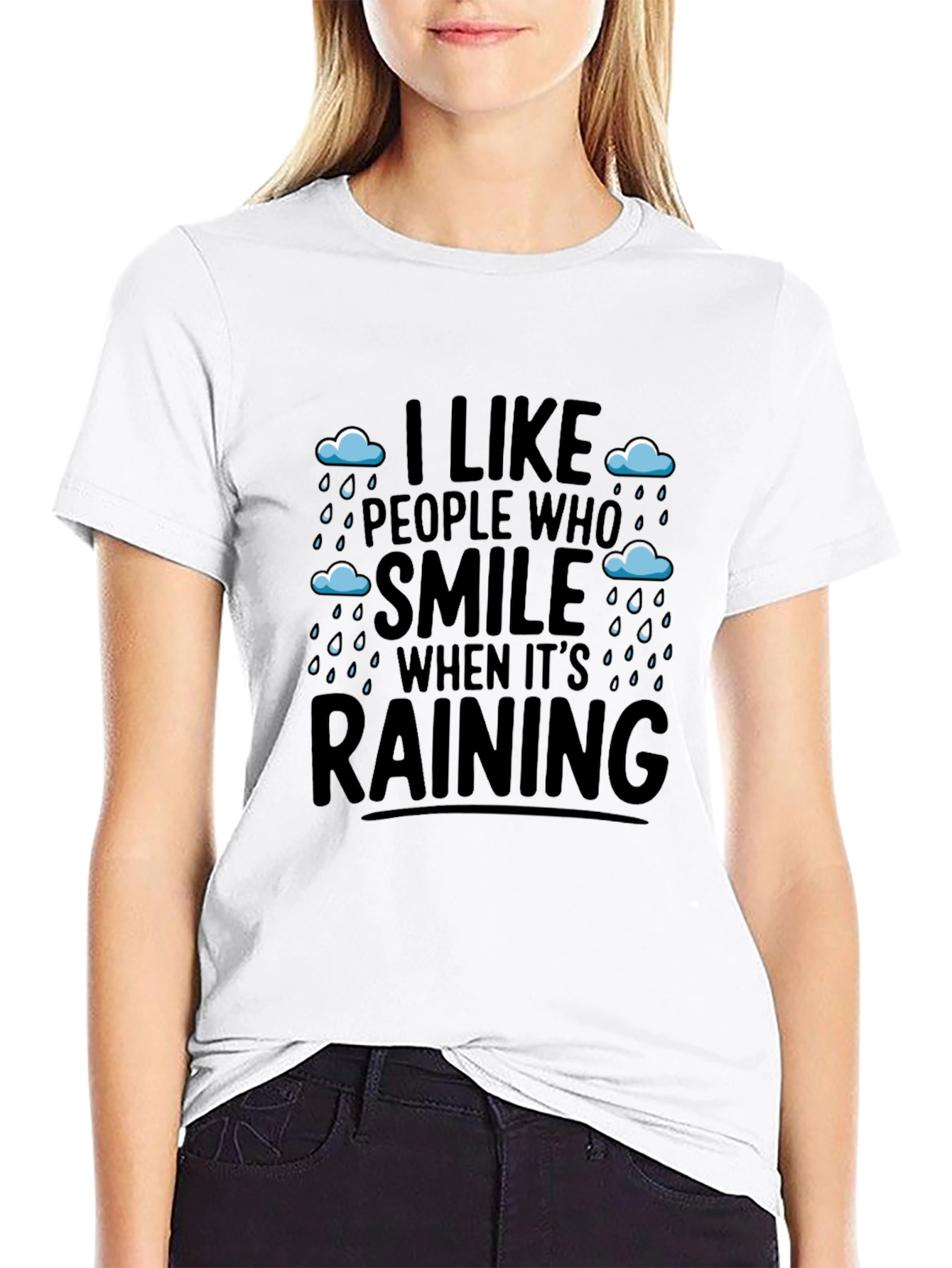Rainy Day Smile T-Shirt - Uplifting Black Tee