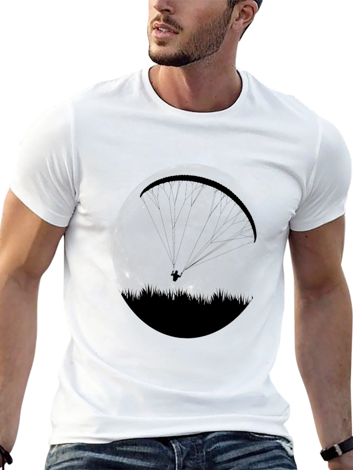 Moon Paragliding Graphic Tee - Black