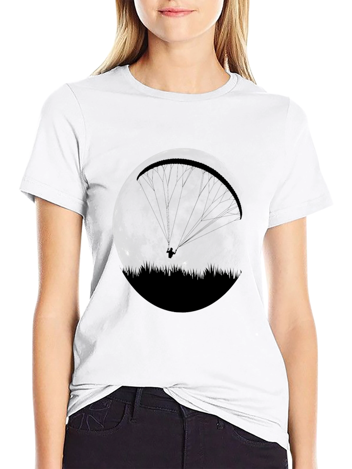 Moon Paragliding Graphic Tee - Black
