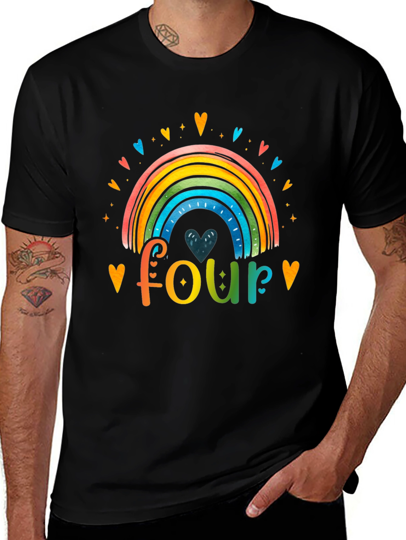 Rainbow Four Birthday Shirt