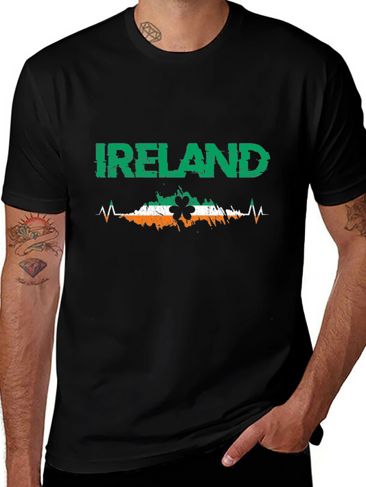 Ireland Heartbeat Shamrock Black T-Shirt