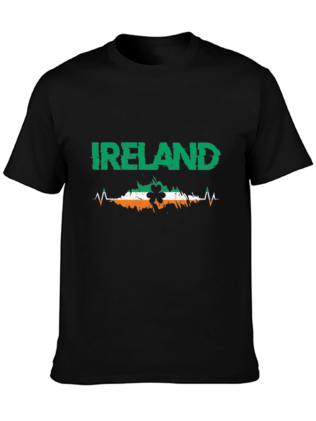 Ireland Heartbeat Shamrock Black T-Shirt
