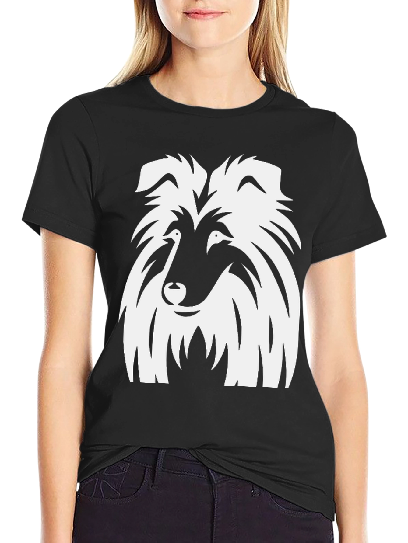 Collie Dog Graphic Black T-Shirt