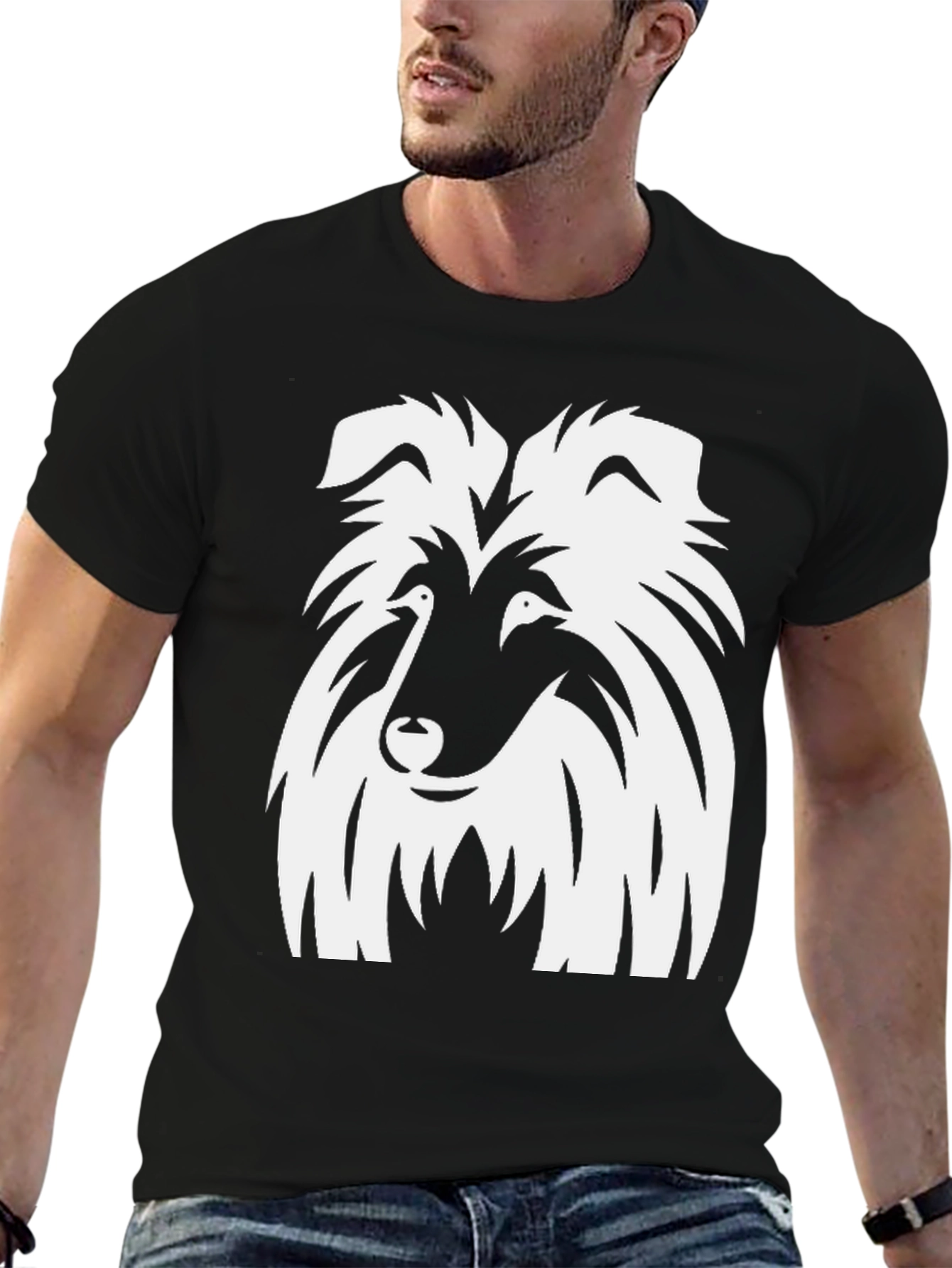 Collie Dog Graphic Black T-Shirt