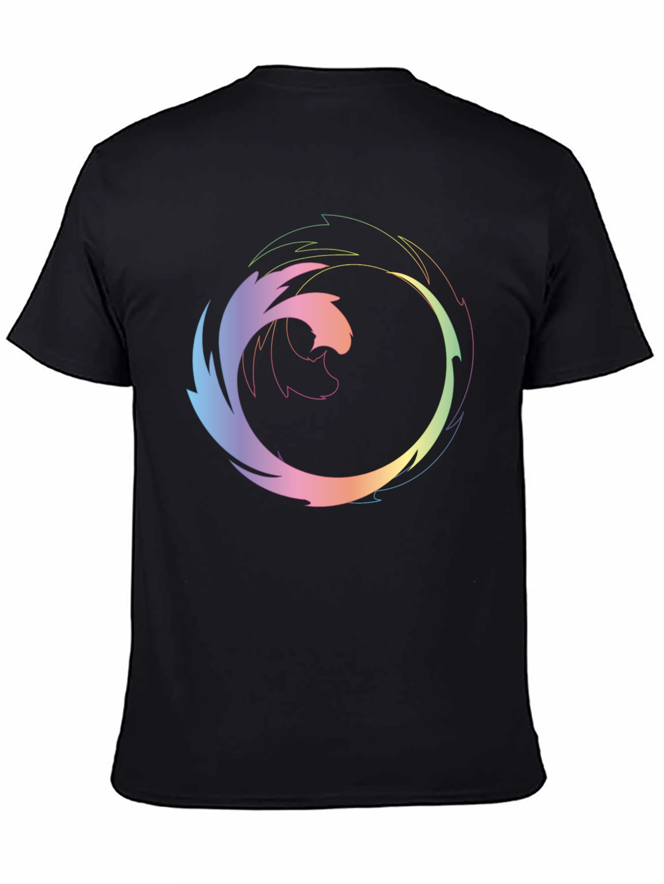 Abstract Circular Graphic Print Black T-Shirt